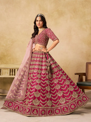 Rani Pink Art Silk Scallop Work Lehenga Choli