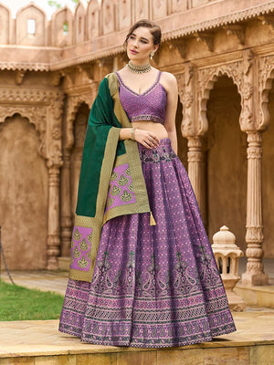 Purple Kanjivaram-Style Silk Lehenga Choli