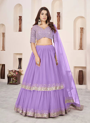 Lavender Georgette Sequin Lehenga Choli