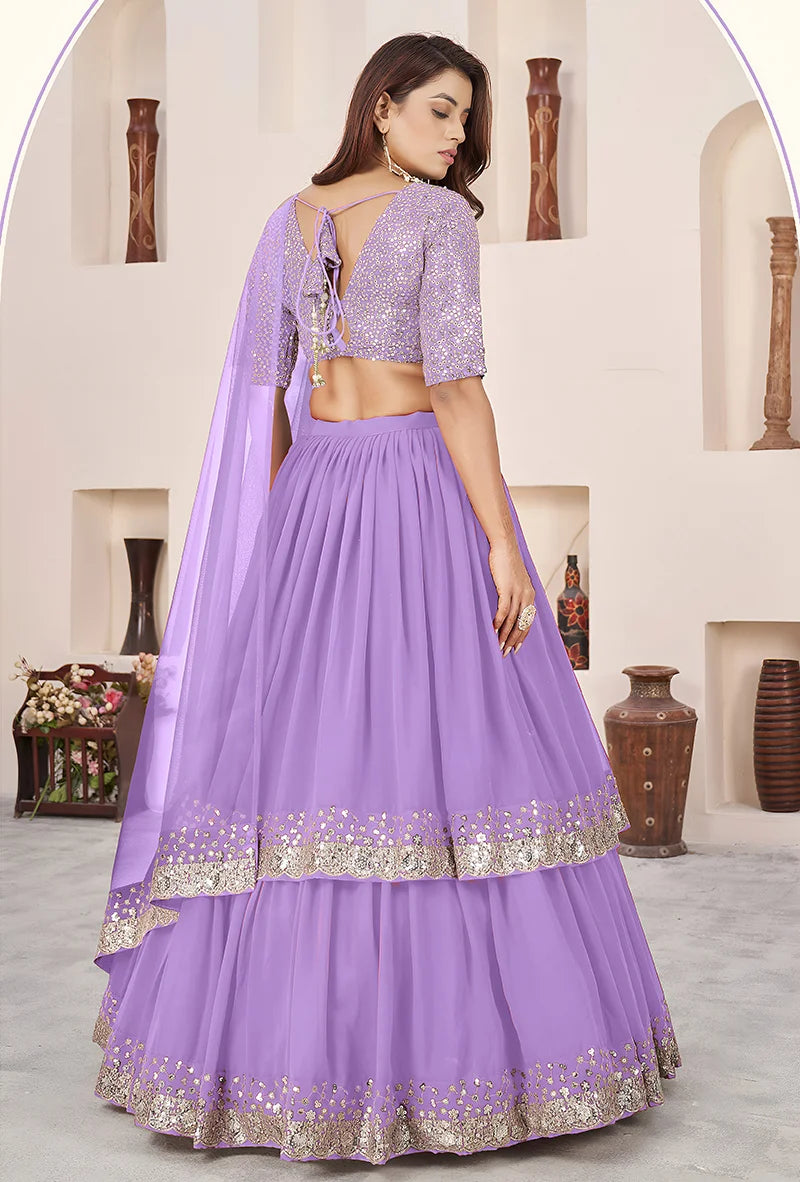 Lavender Georgette Sequin Lehenga Choli, back