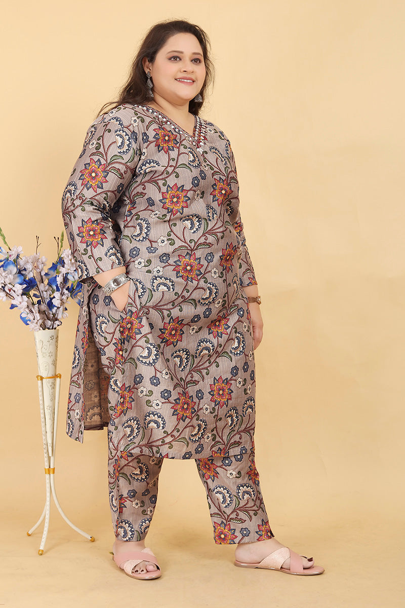 Beige Premium Lichi Viscose Handwork Classic Salwar Suit