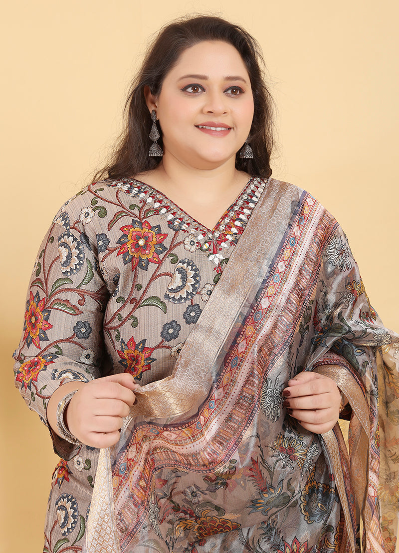 Beige Premium Lichi Viscose Handwork Classic Salwar Suit