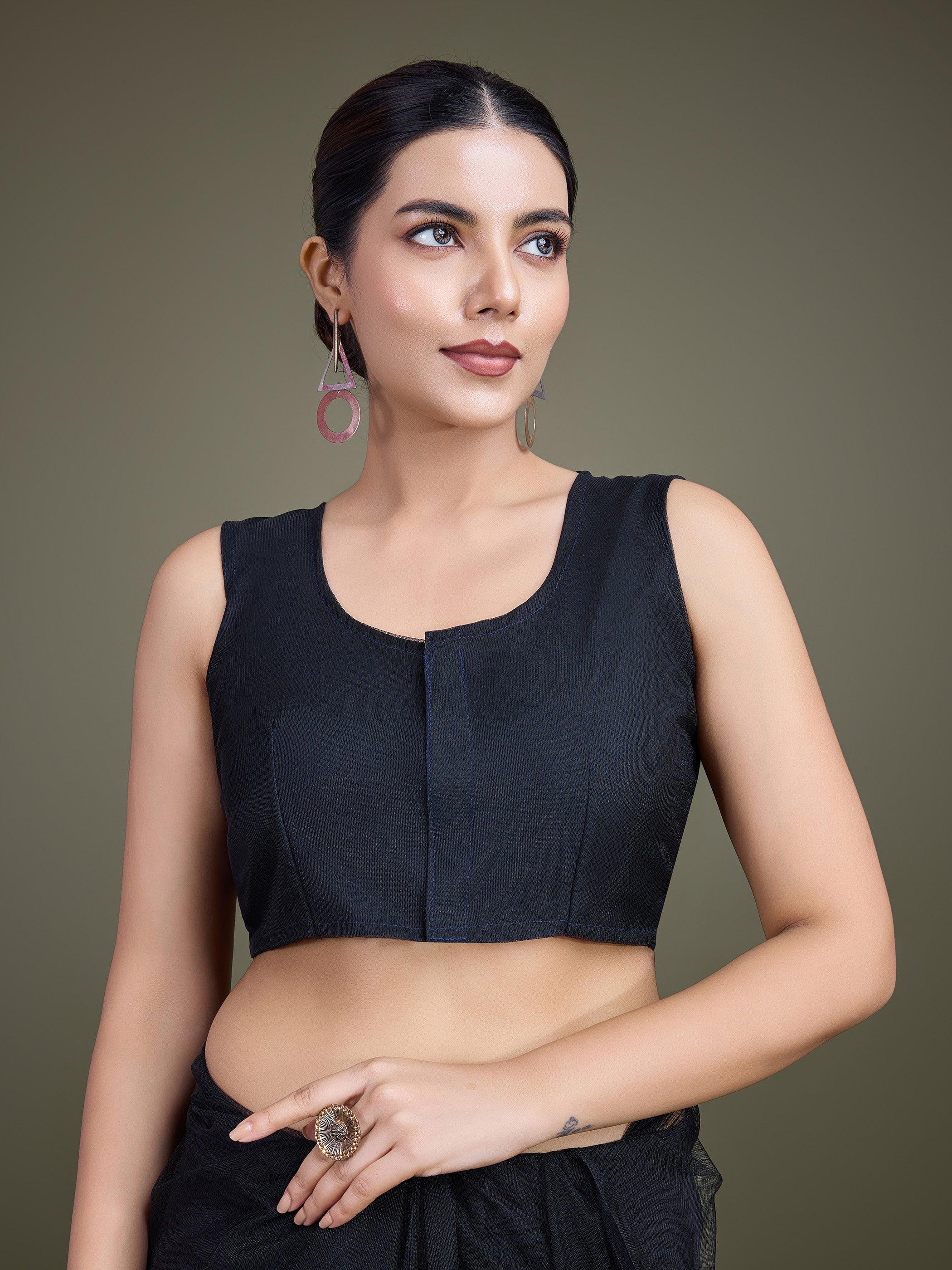 Black Soft Net  Sequins Work Designer Saree