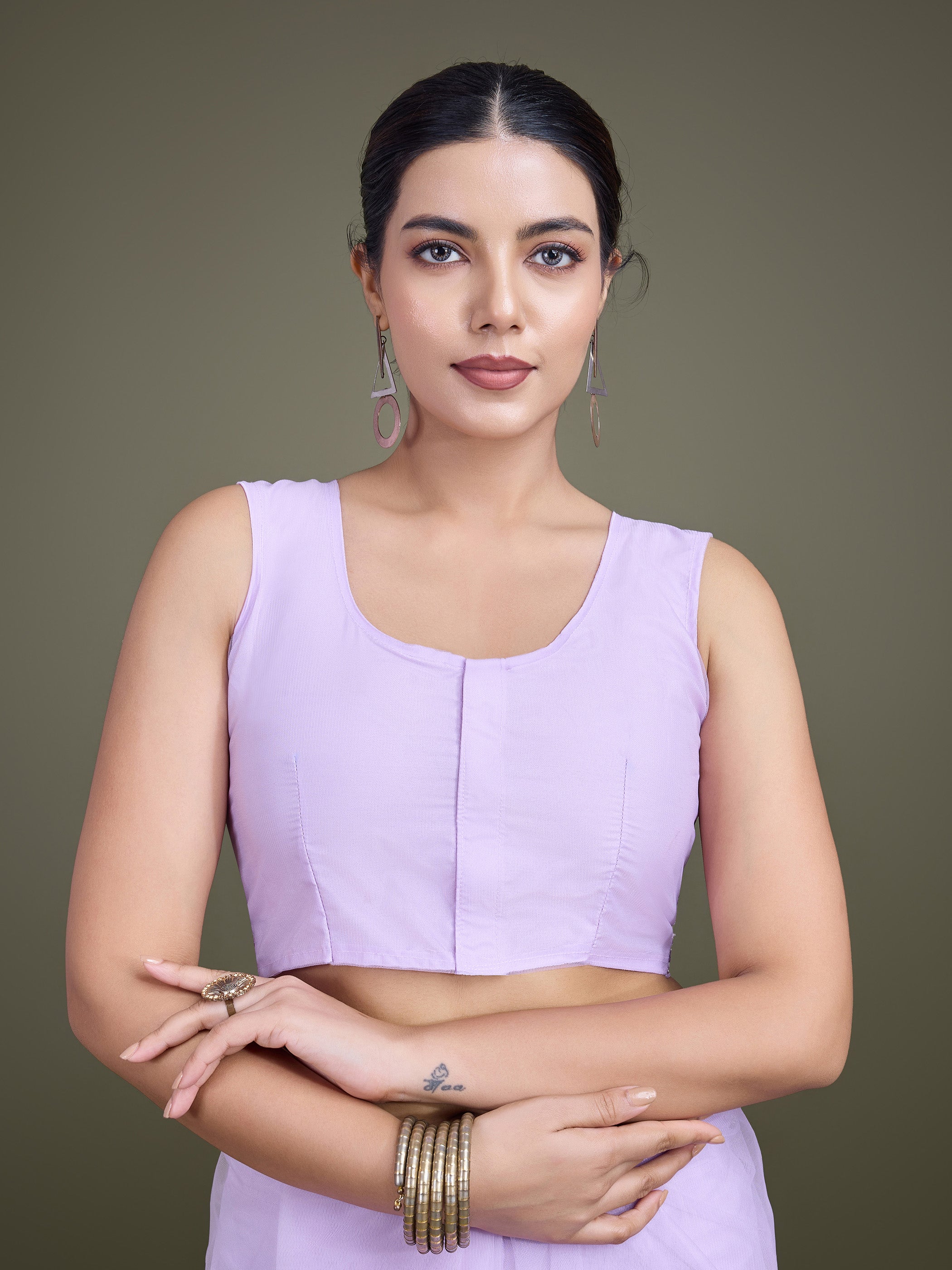 Lavender Soft Net Sequins  Designer Saree