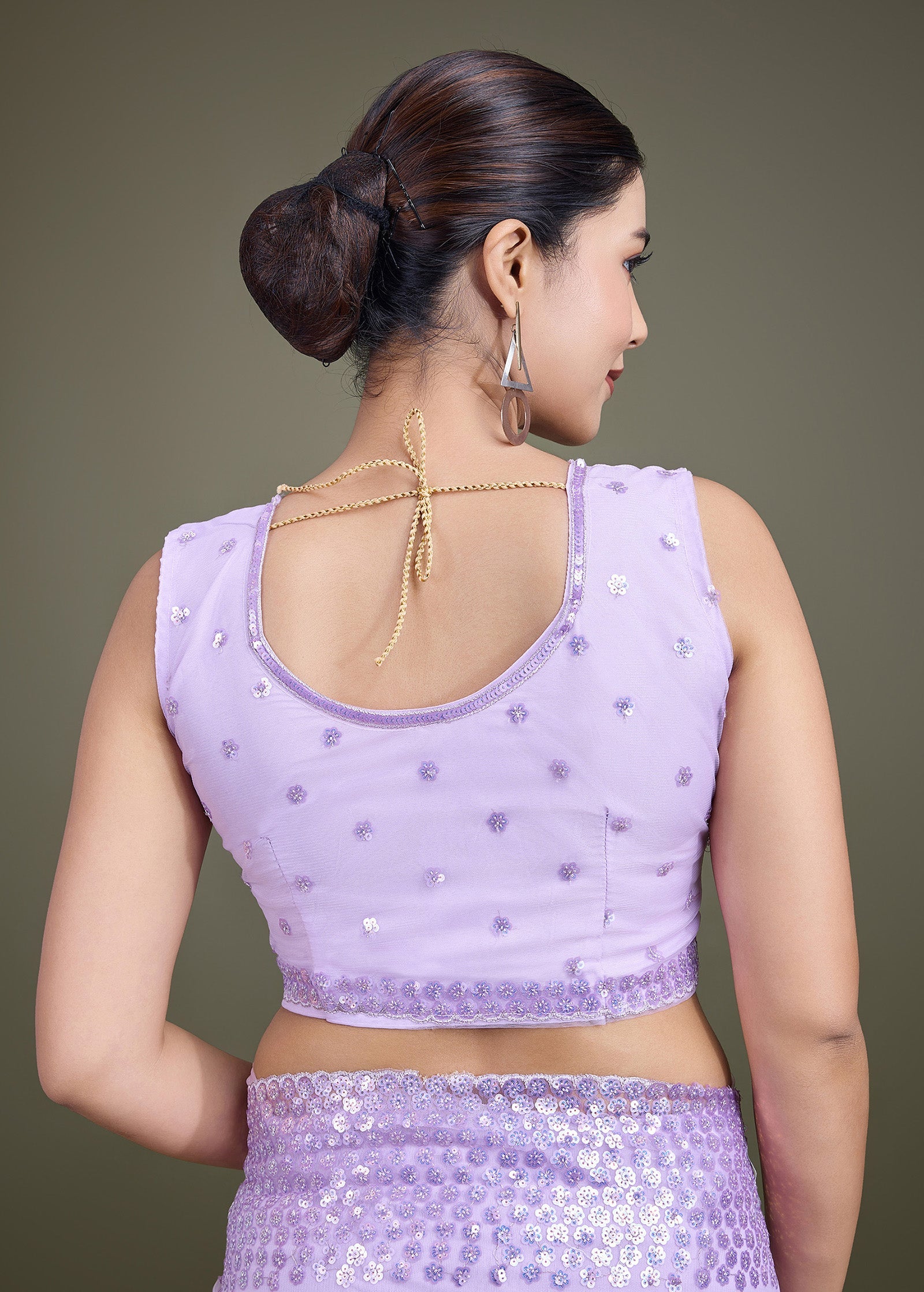 Lavender Soft Net Sequins  Designer Saree