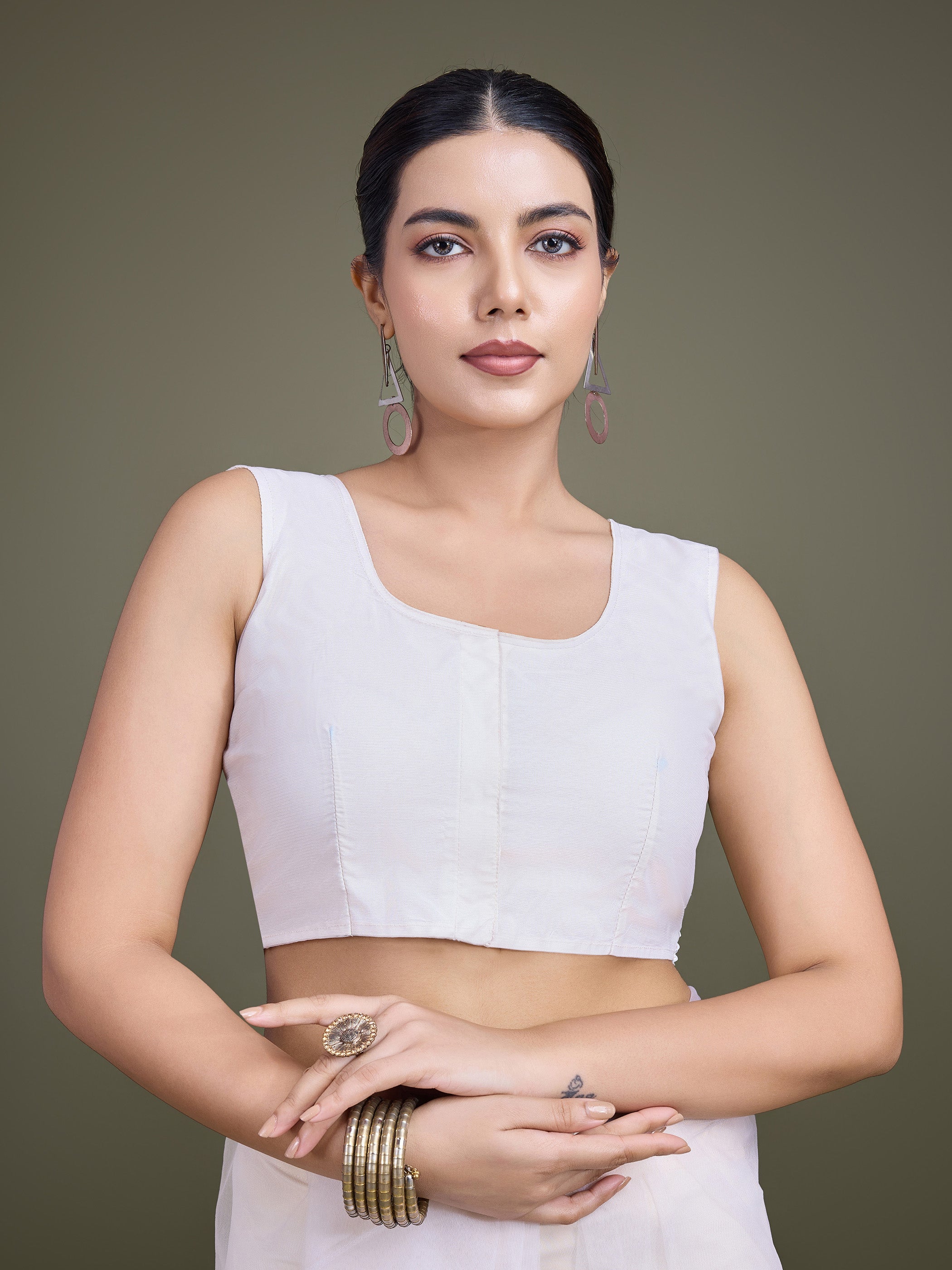 Off White Soft Net Sequins Designer Saree