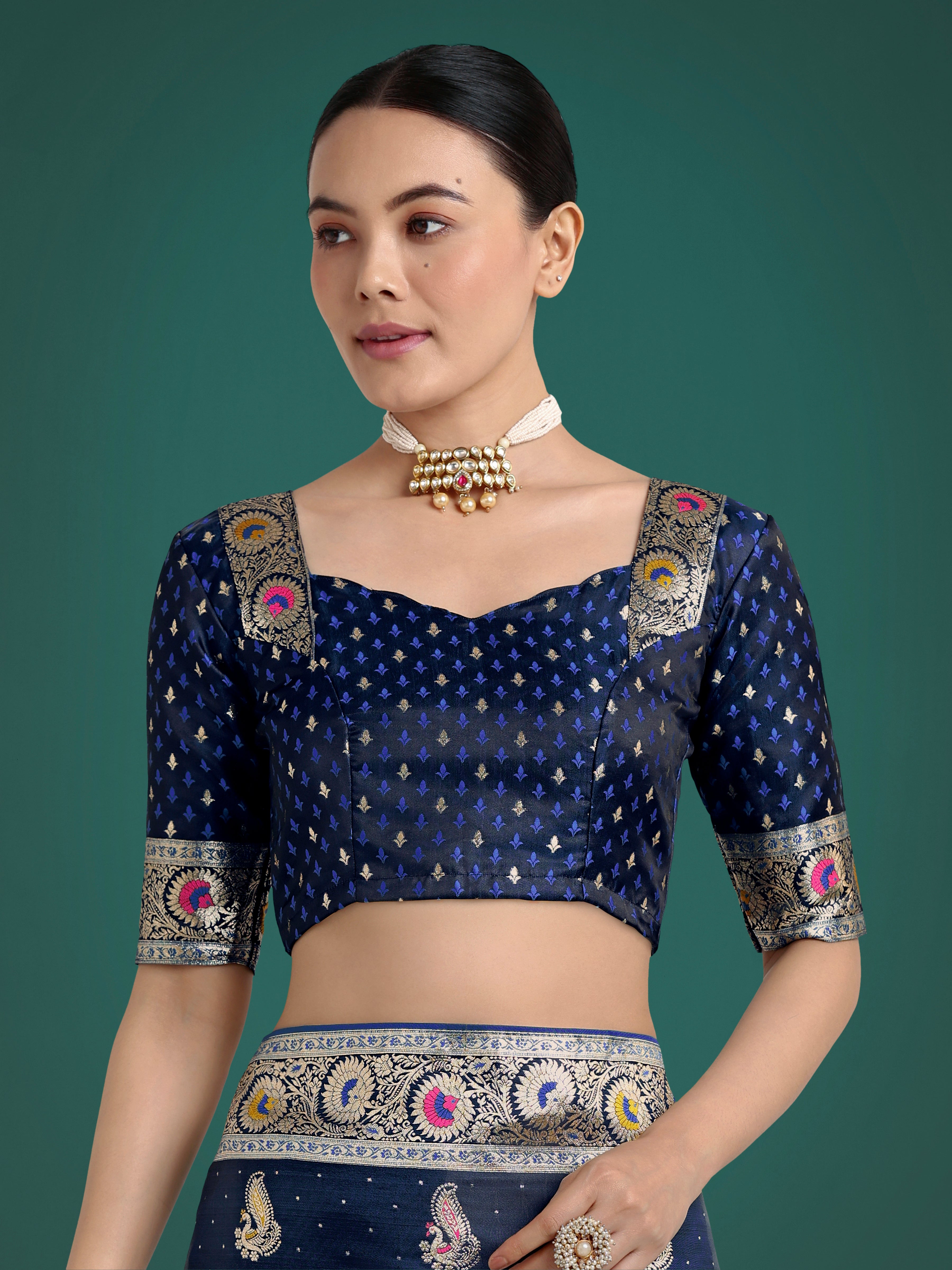 Blue Color Festival Wear Banarasi Satin Silk Designer Zari Weaving Saree