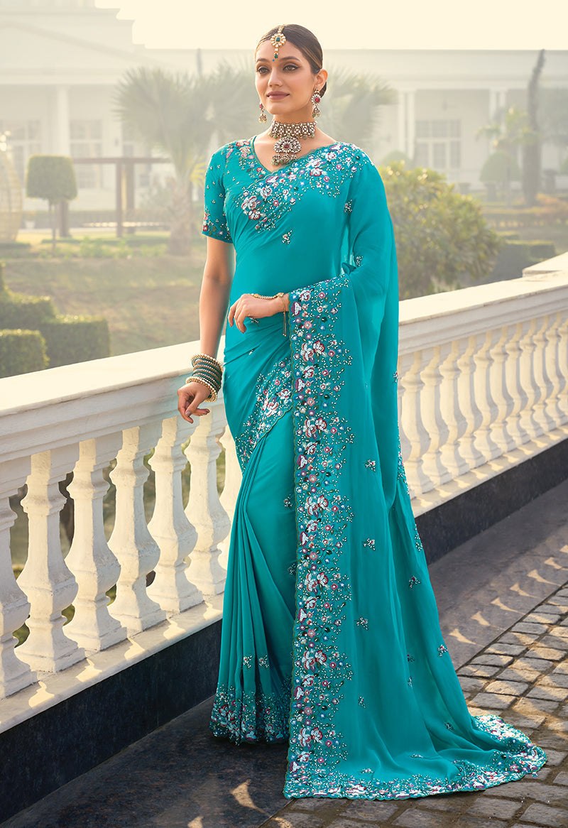  Crepe Jacquard Silk Cut-Dana & Thread Work Saree