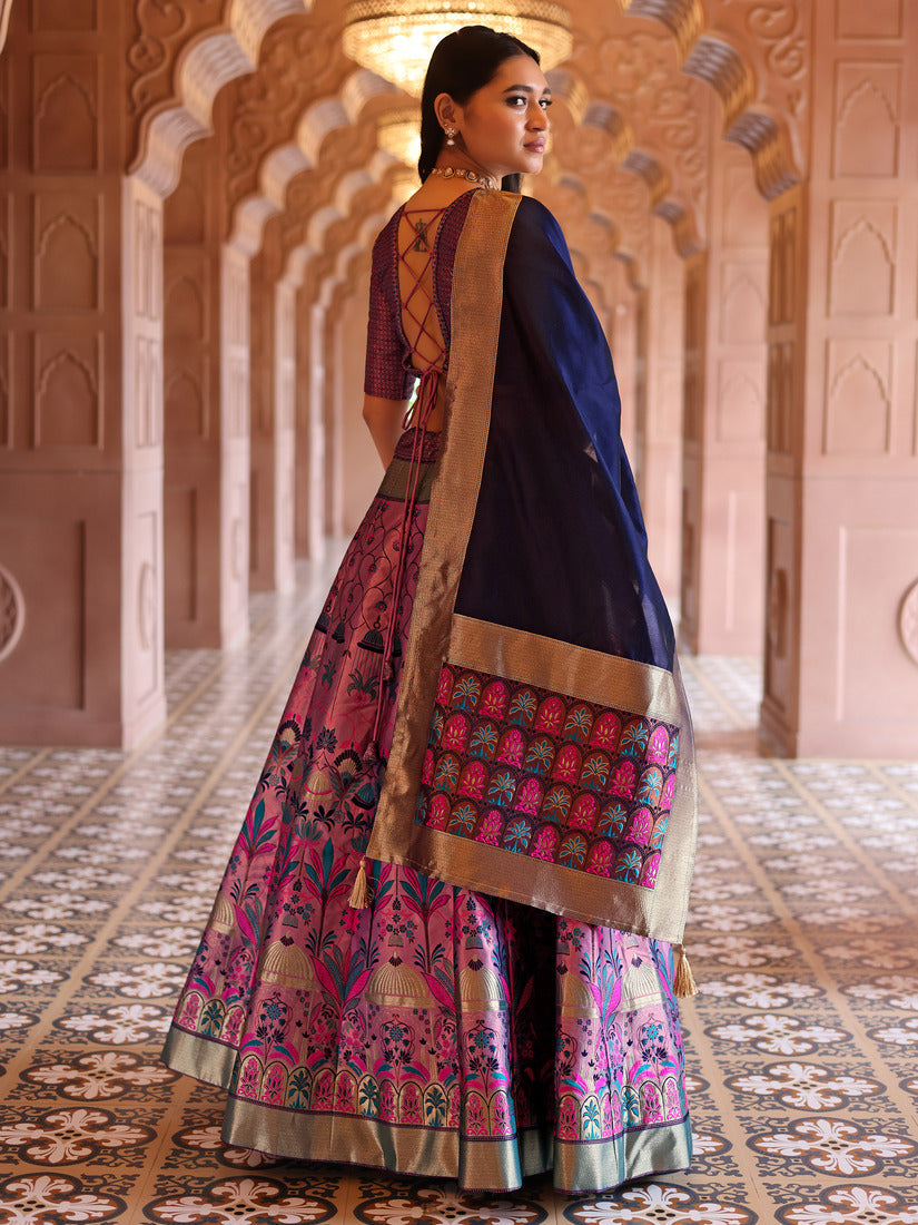 Light Purple Kanjivaram Silk Weaving Zari Lehenga Choli
