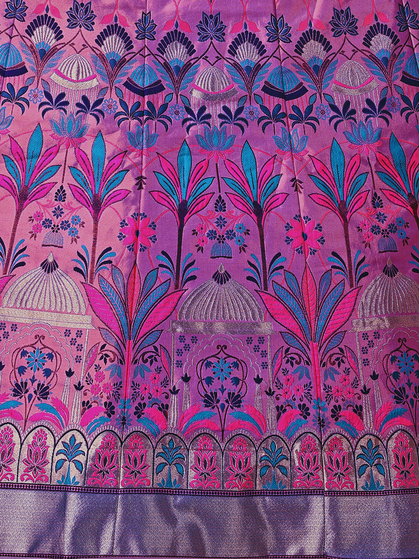 Light Purple Kanjivaram Silk Weaving Zari Lehenga Choli
