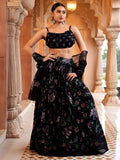 Black Lightweight Georgette Lehenga Choli