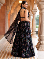 Black Lightweight Georgette Lehenga Choli