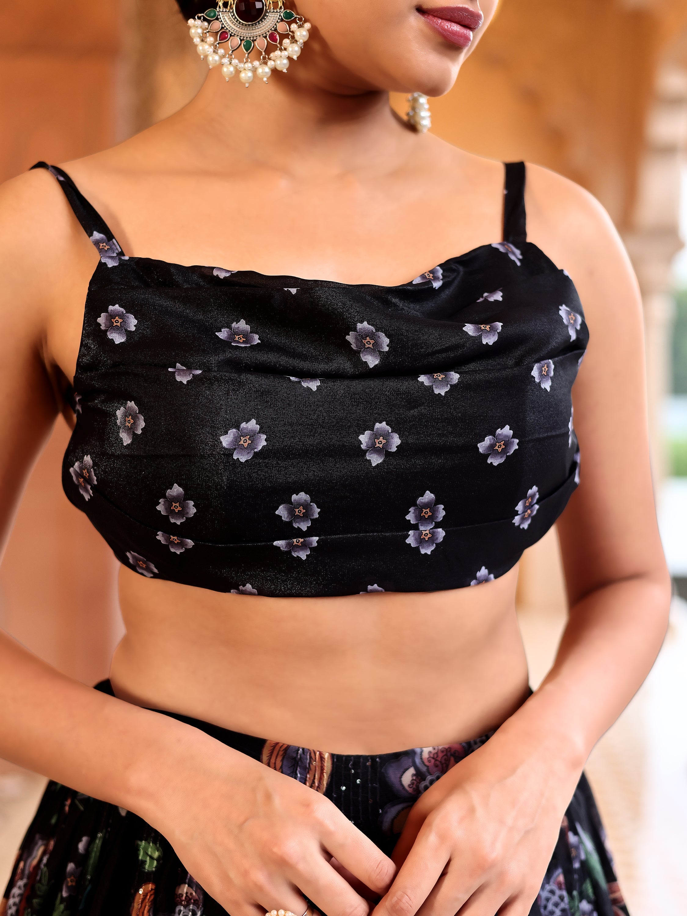 Black Lightweight Georgette Lehenga Choli