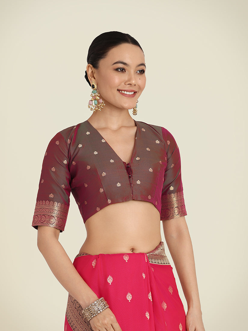 Bright Pink Banarasi Soft Silk Zari Work Trendy Saree