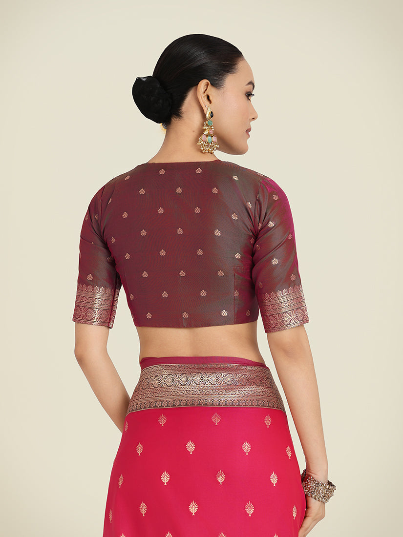 Bright Pink Banarasi Soft Silk Zari Work Trendy Saree