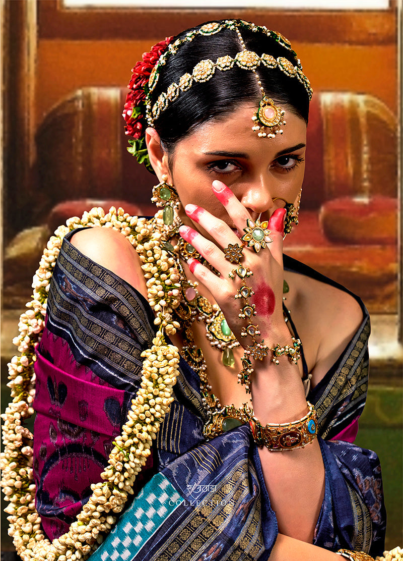 Magenta Silk Patola Print Saree