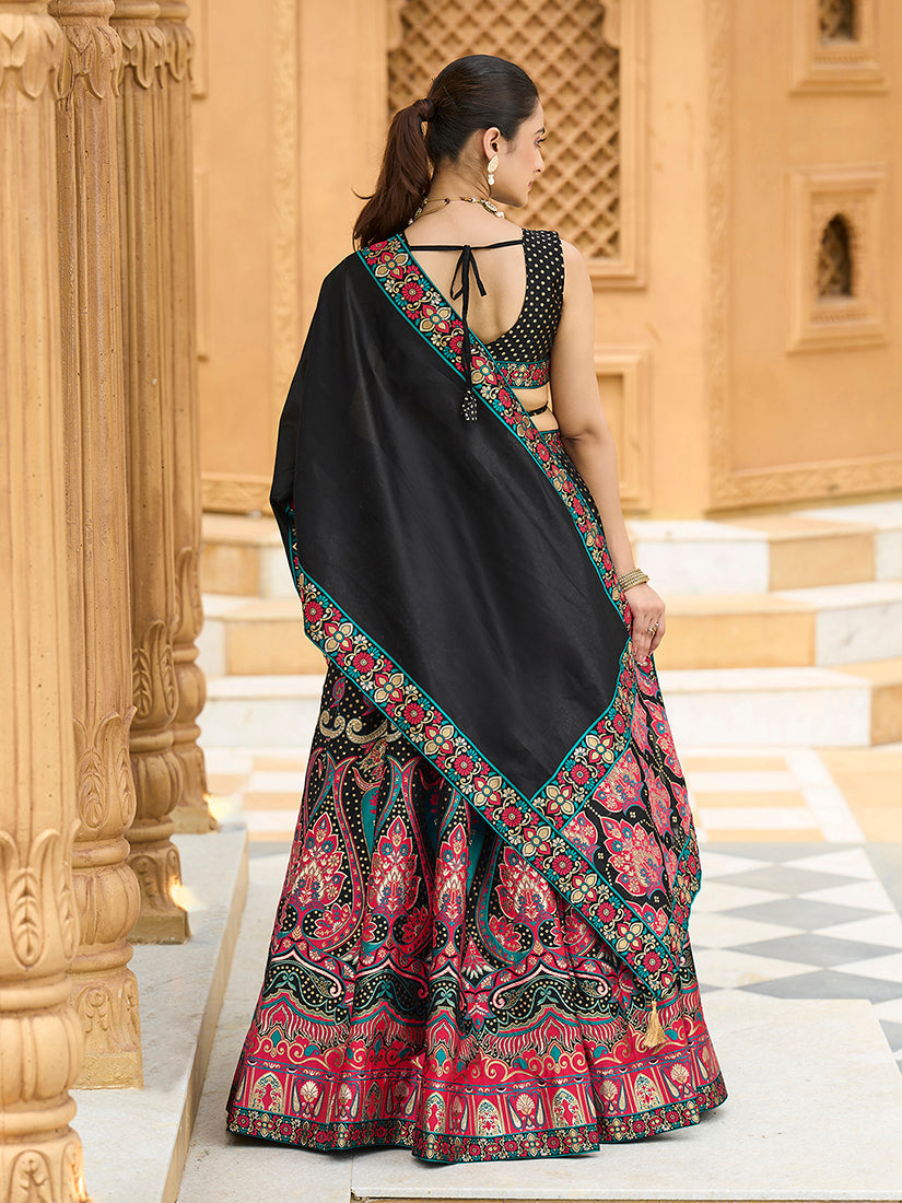 Charming Black color Jacquard Lehenga choli with Dupatta