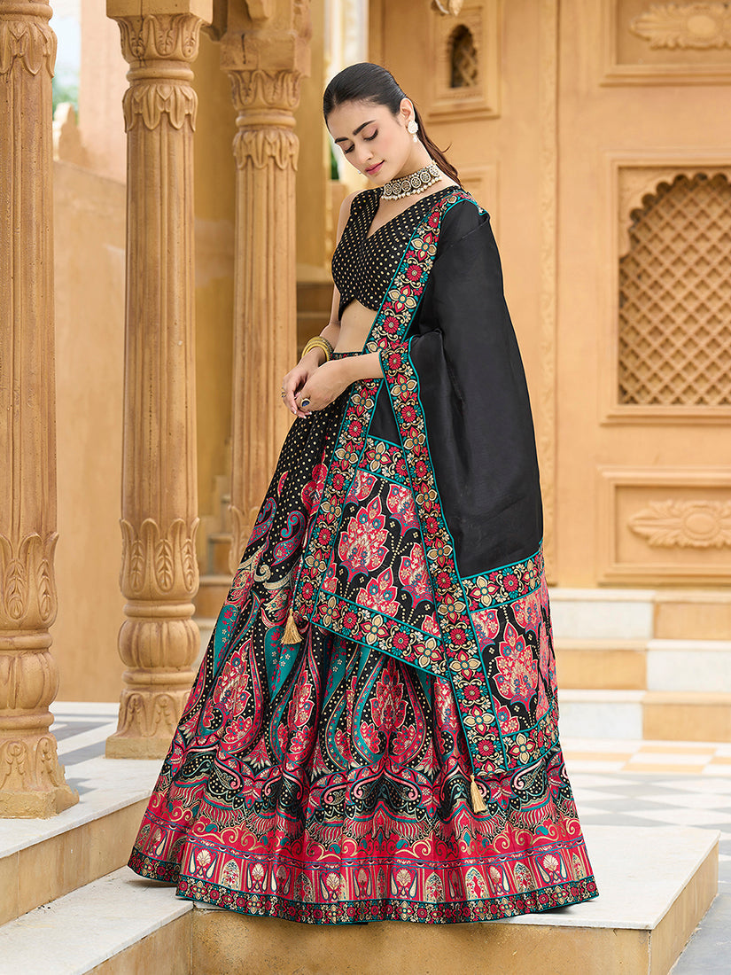 Charming Black color Jacquard Lehenga choli with Dupatta