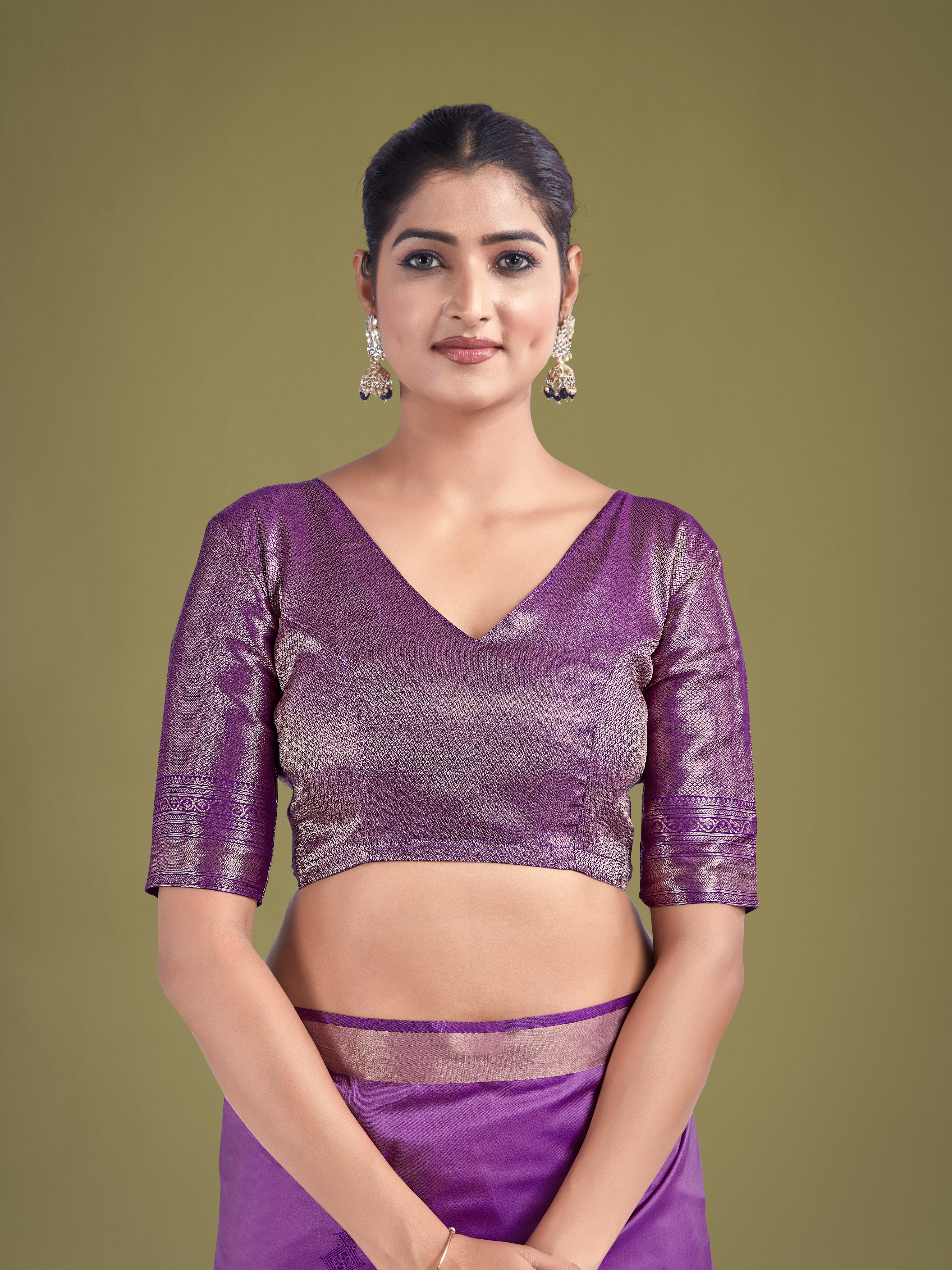 Charming Lavender Color Silk Golden Zari Woven Ceremony Saree