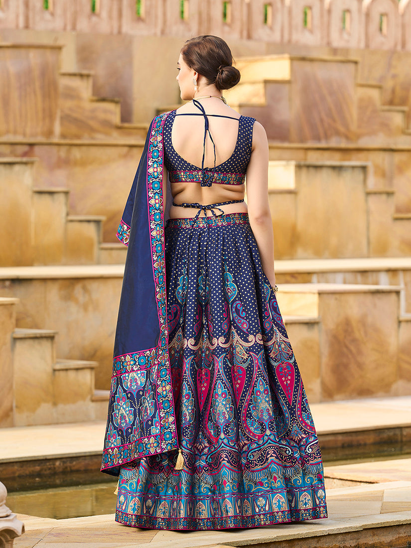 Charming Navy blue color Jacquard Lehenga choli with Dupatta