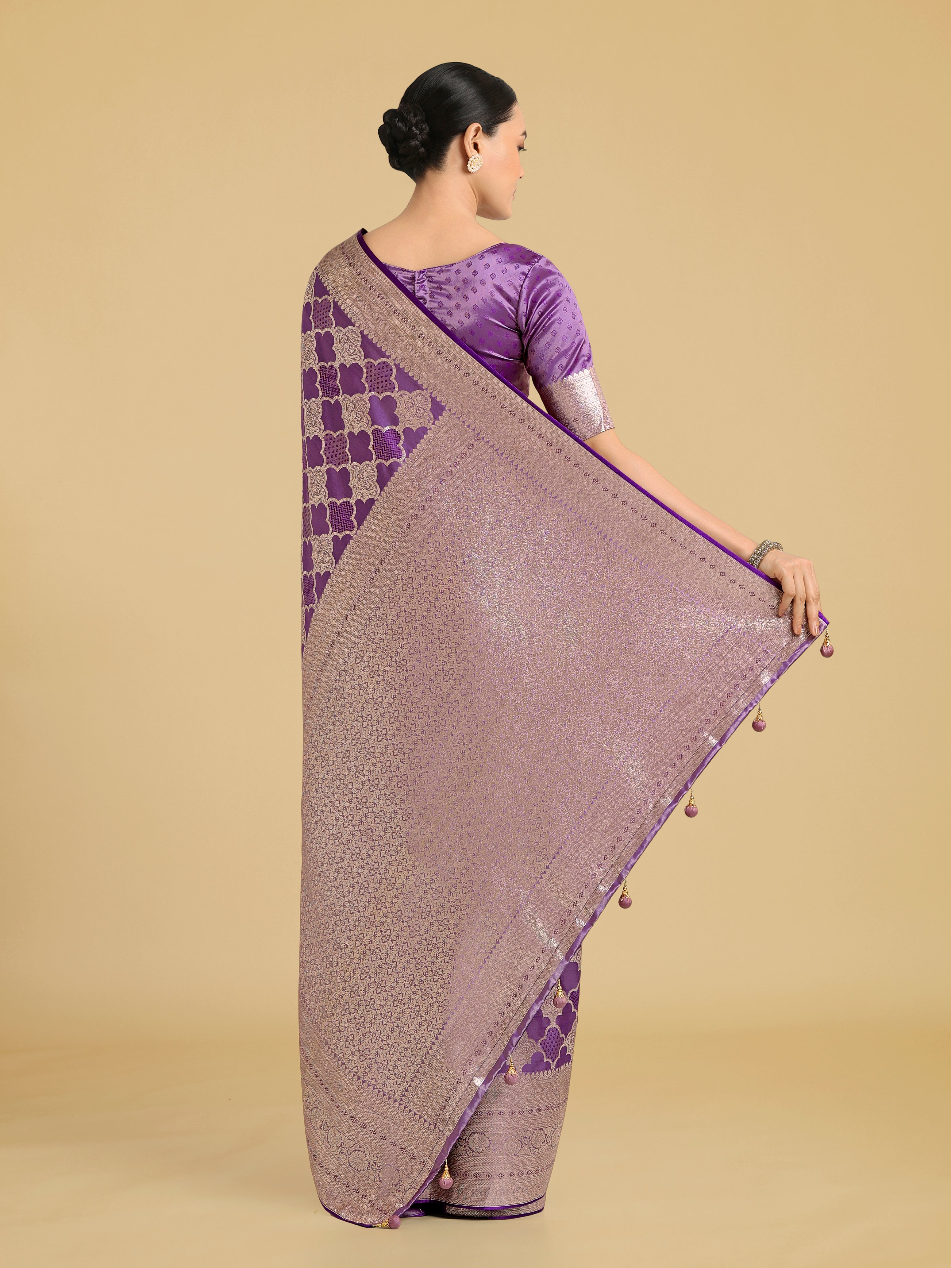 Charming Purple Soft Banarasi Silk Saree With Pretty Blouse Piece