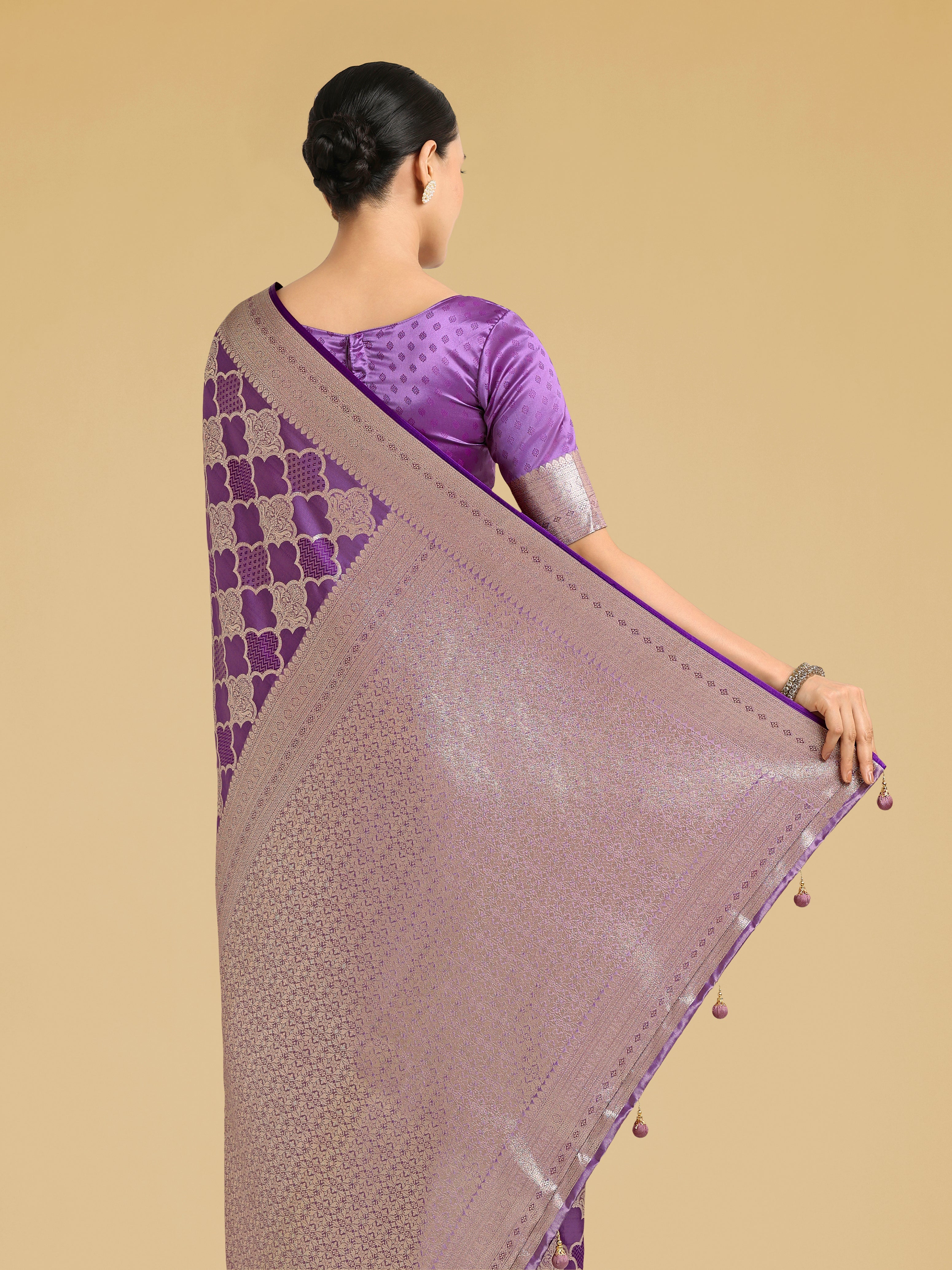 Charming Purple Soft Banarasi Silk Saree With Pretty Blouse Piece