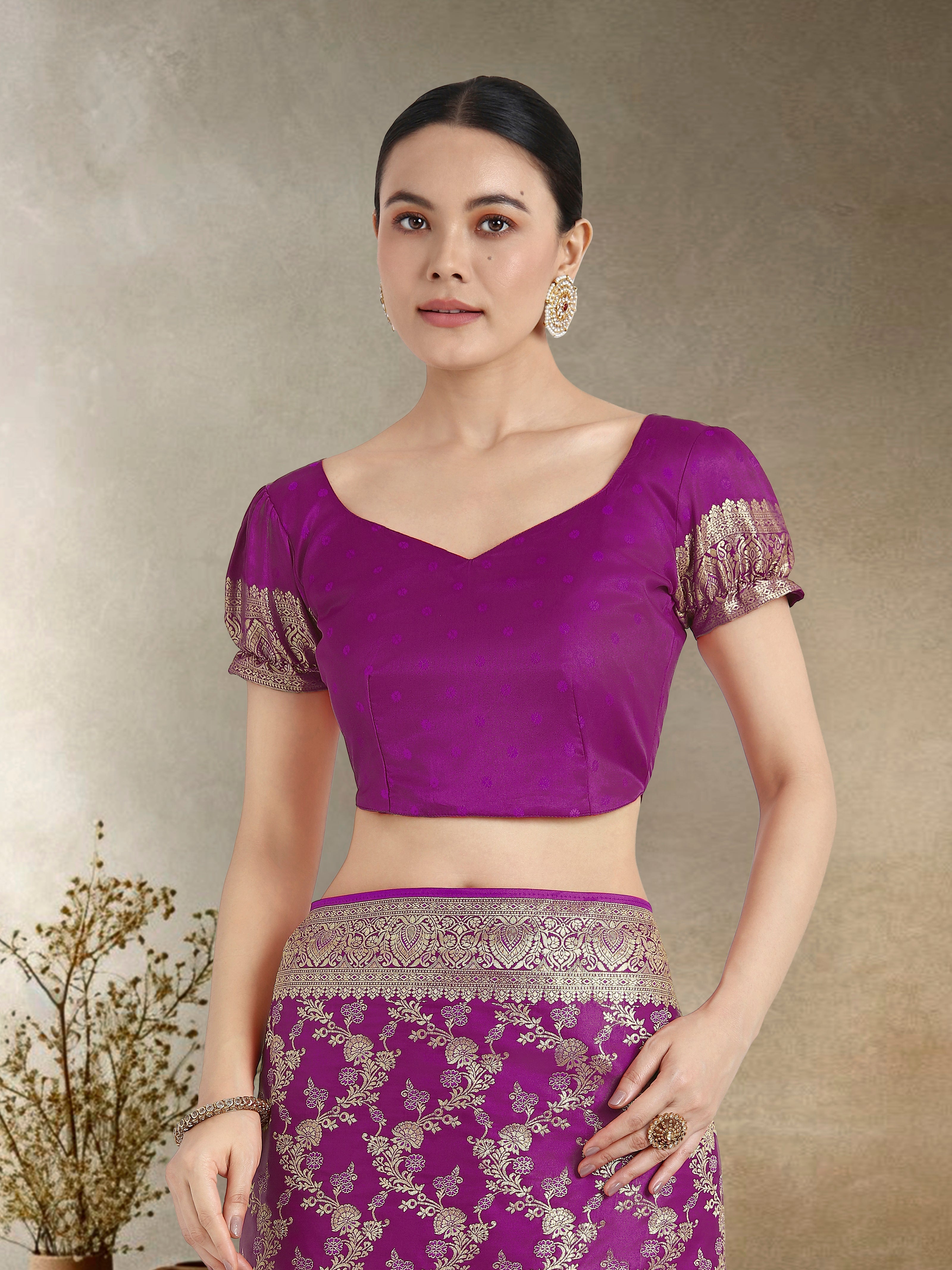 Effervescent Purple Soft Banarasi Satin Silk Saree With Elision Blouse Piece