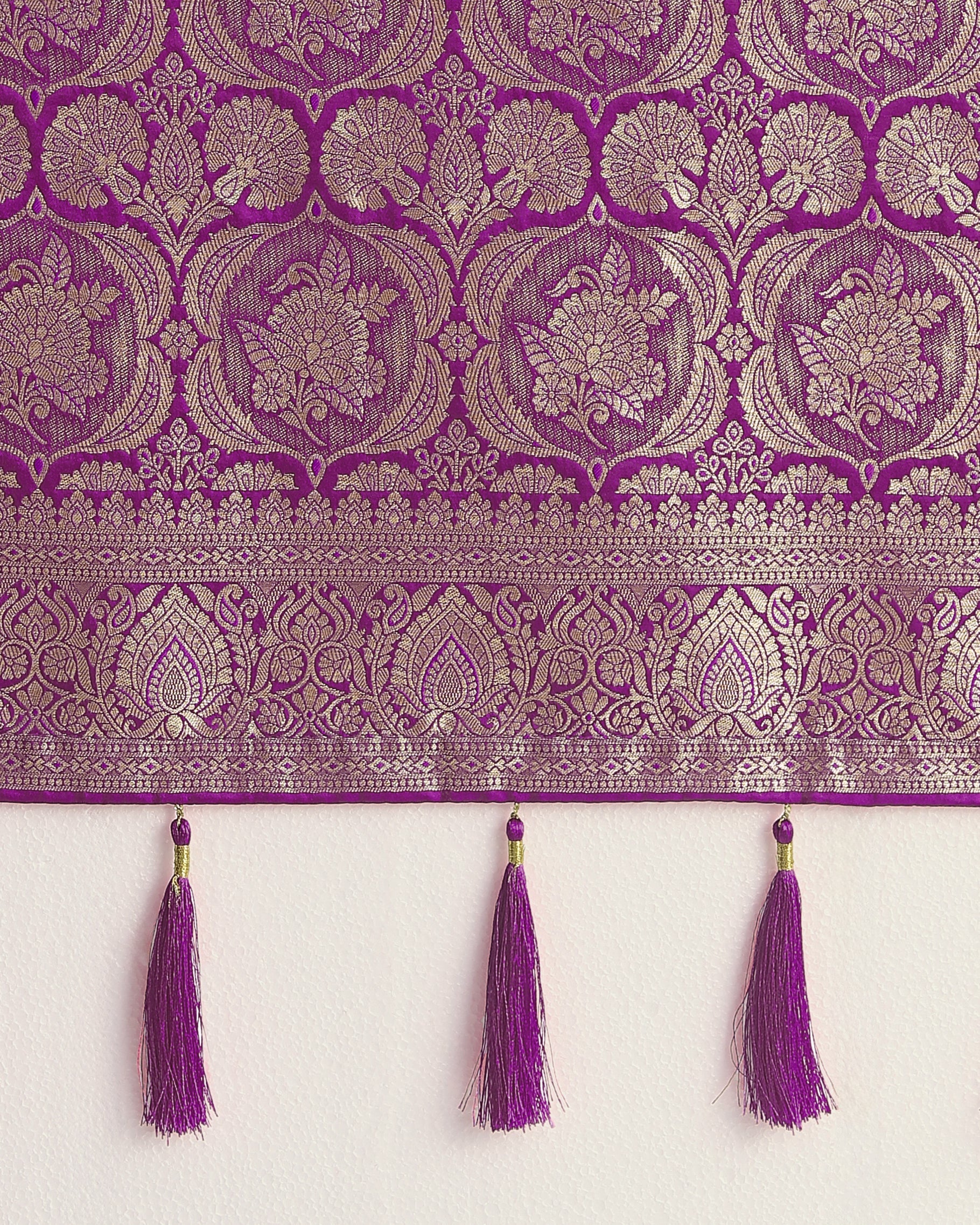 Effervescent Purple Soft Banarasi Satin Silk Saree With Elision Blouse Piece