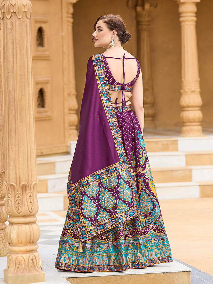Charming Wine color Jacquard Lehenga choli with Dupatta