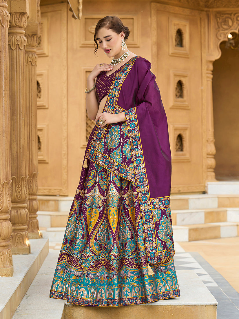 Charming Wine color Jacquard Lehenga choli with Dupatta