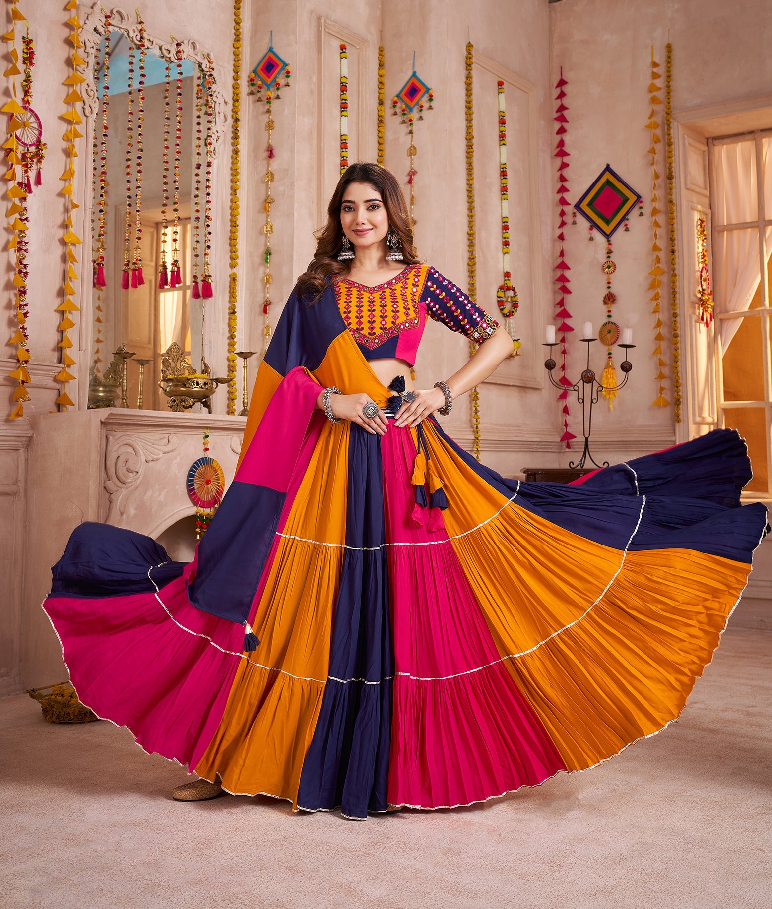 Colorful Designer Viscose Cotton Navratri Chaniya choli set