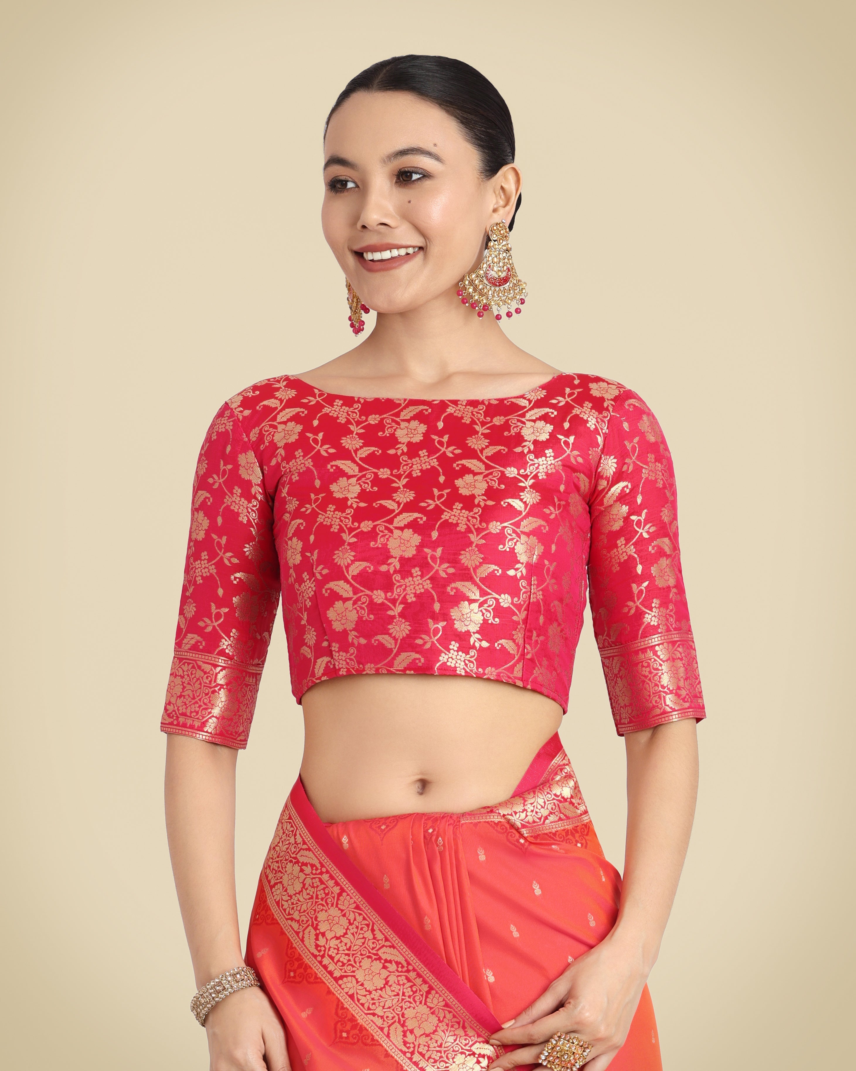 Coral Banarasi Soft Silk Butti & Zari Weave Tradition Saree