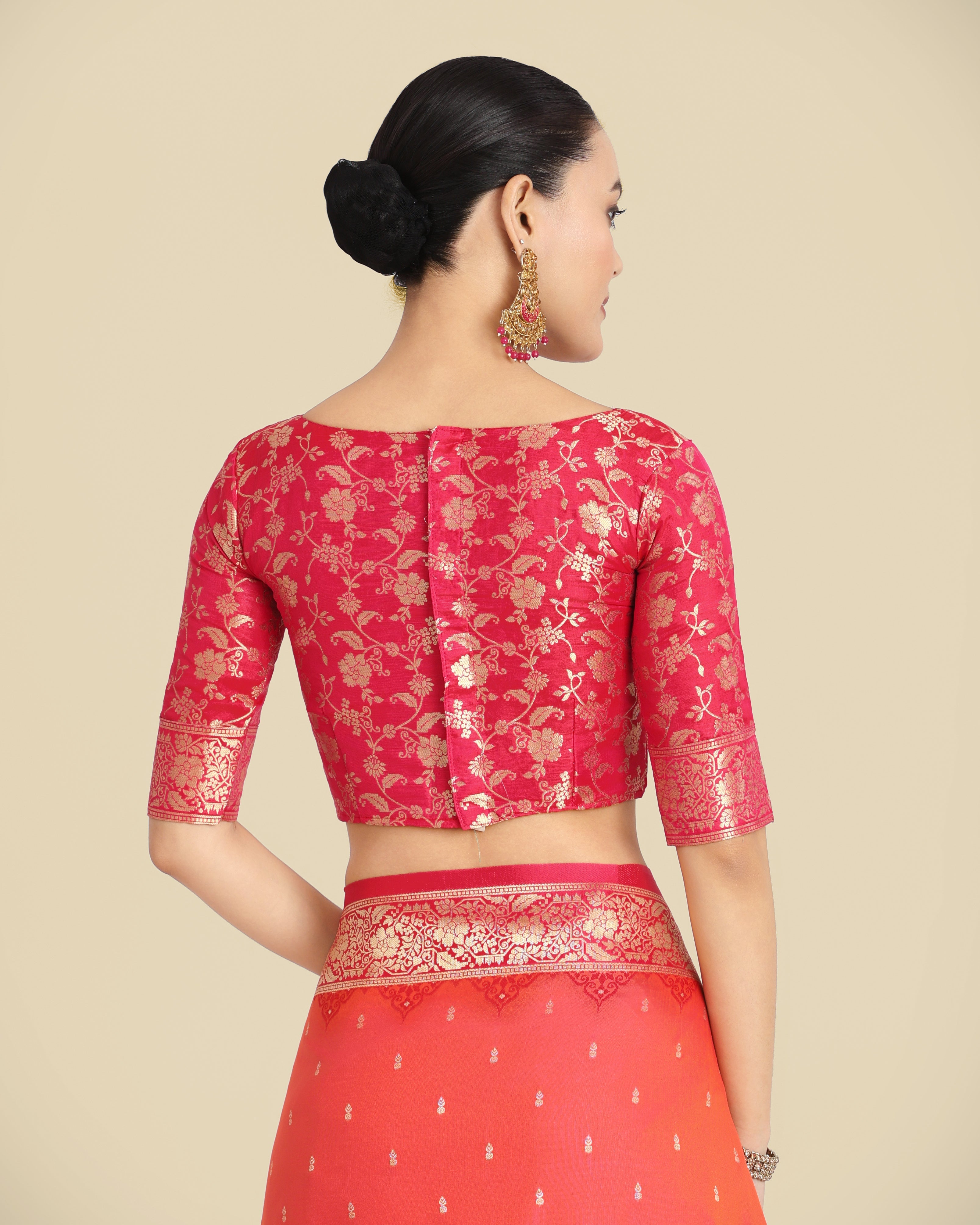 Coral Banarasi Soft Silk Butti & Zari Weave Tradition Saree