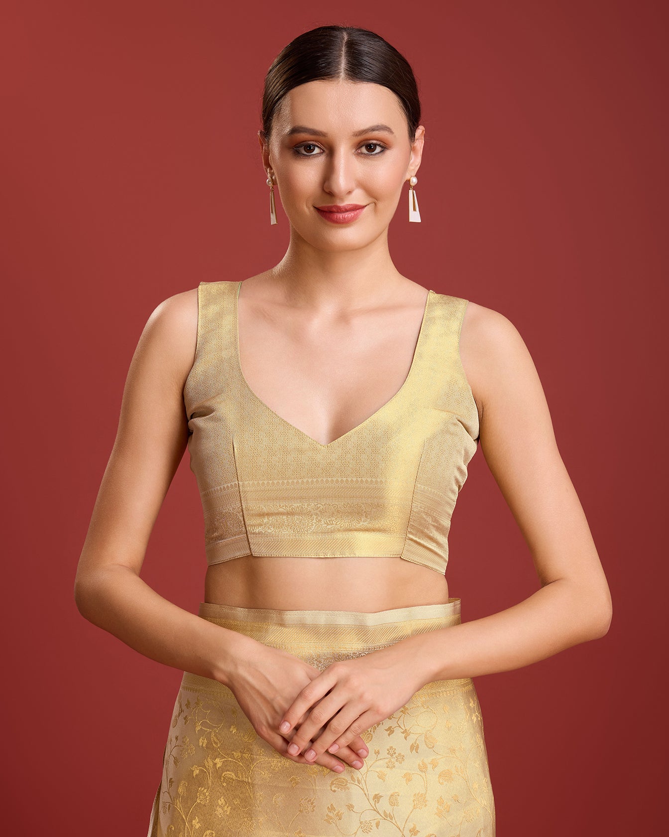Beige Kanjivaram Silk Zari Woven Traditional Saree - Monjolika Fashion
