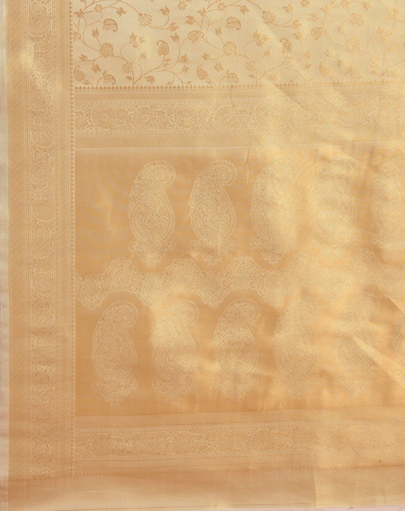Beige Kanjivaram Silk Zari Woven Traditional Saree - Monjolika Fashion
