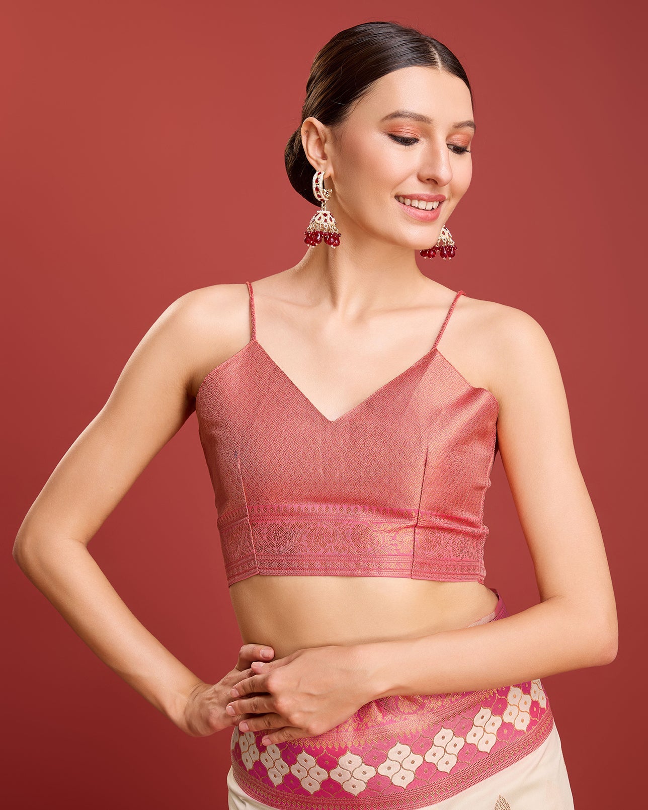 Rani Pink Banarasi silk Brocade Woven Saree - Monjolika Fashion