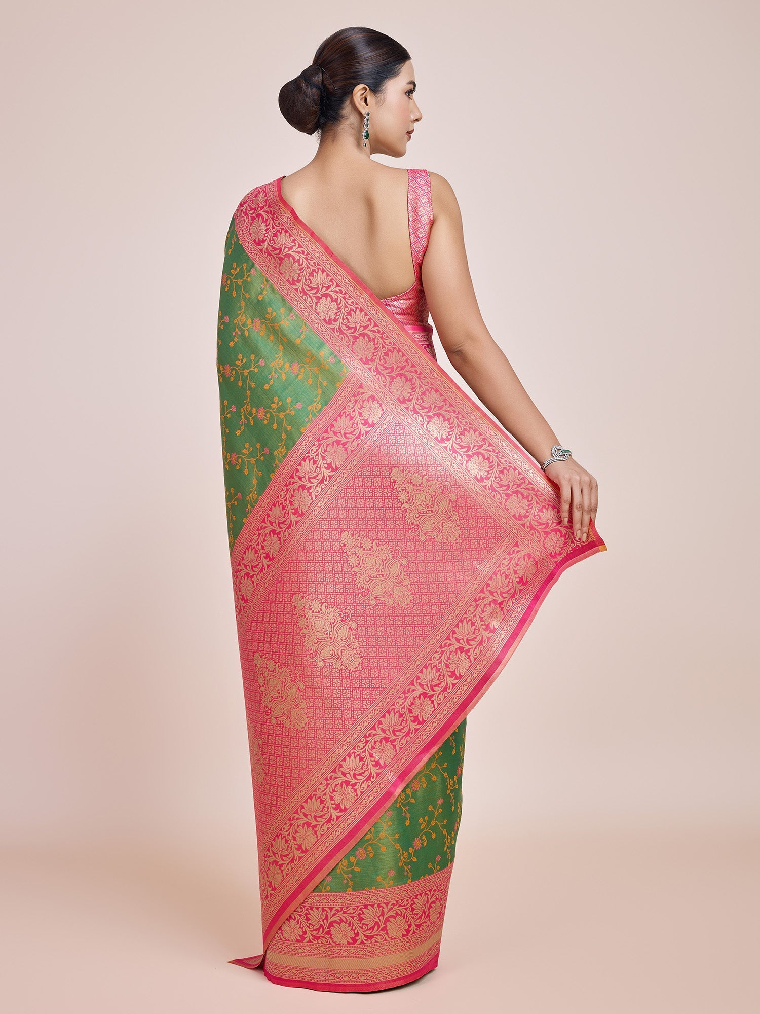 Green Banarasi Tissue Silk Woven Stunning Saree