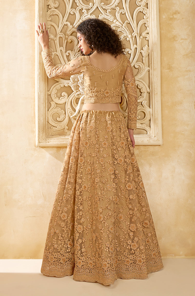 Chiku Net Designer Lehenga Choli with Embroidered Work for Women
