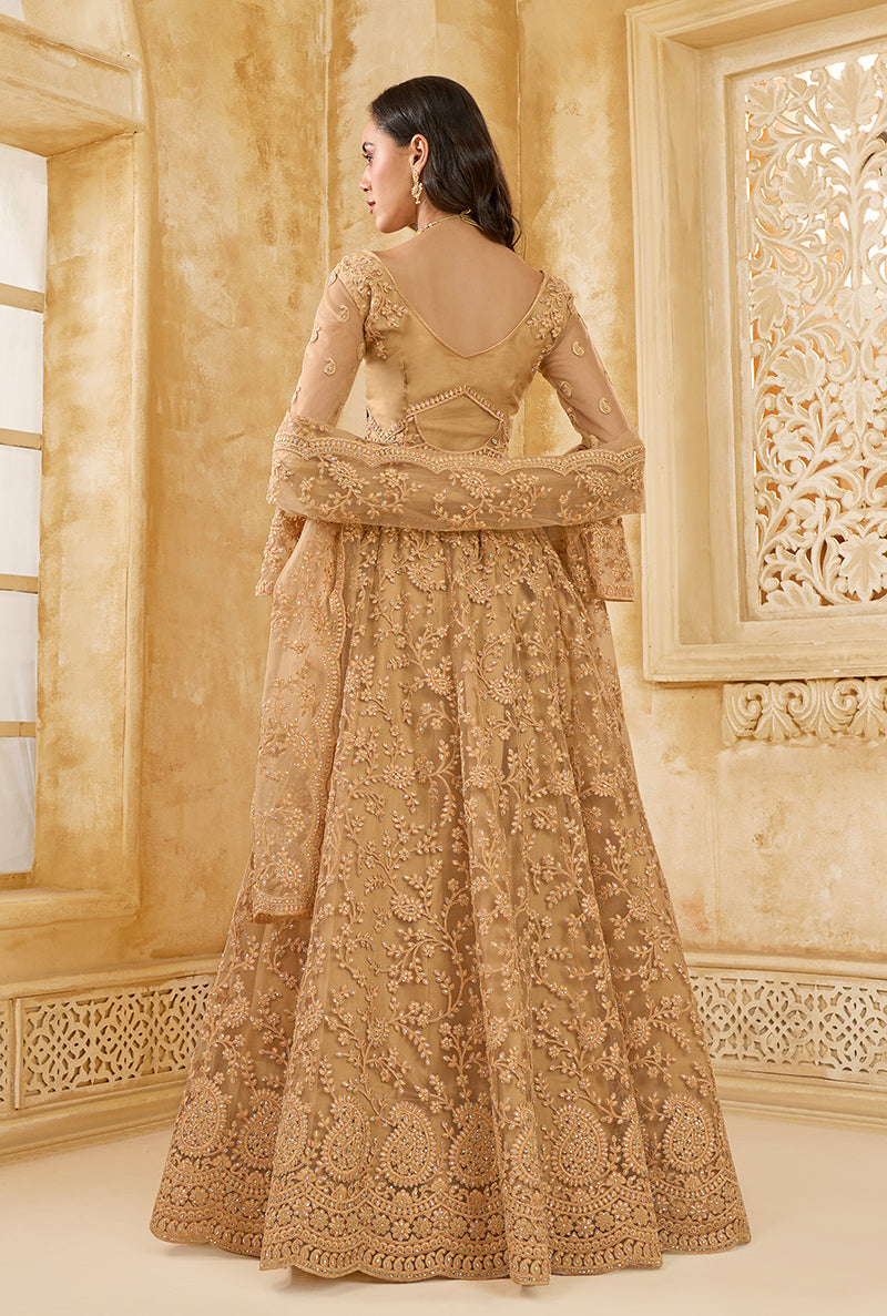 Chiku Net Lehenga Choli With Embroidery Work For Festival