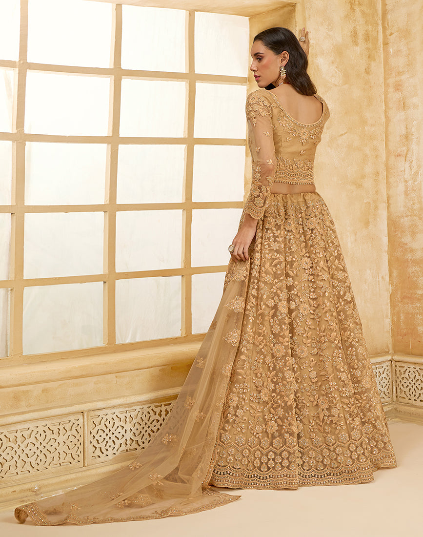 Chiku Net Thread Embroidery Stone Work Lehenga Choli