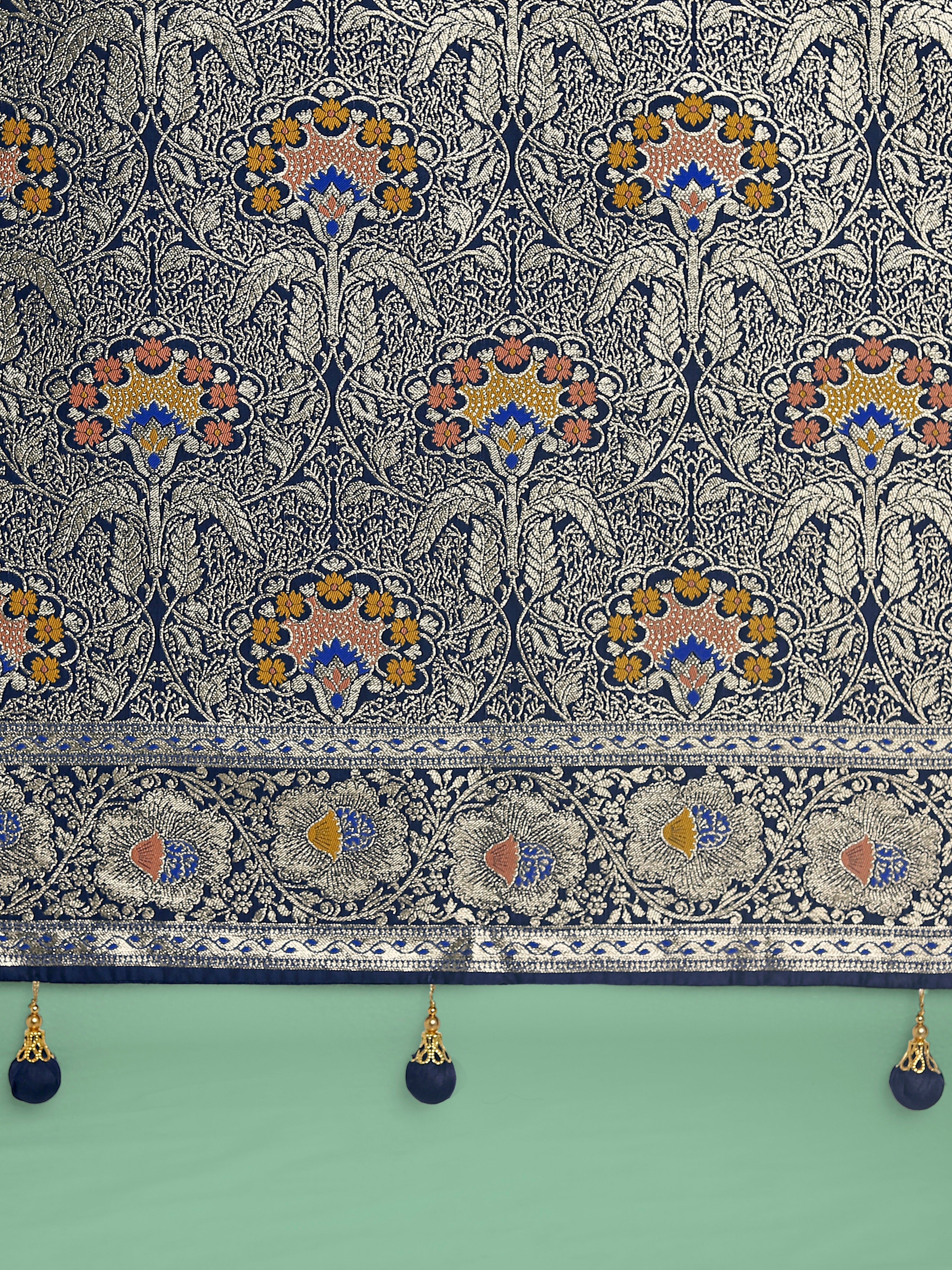 Dark blue Glamour and Tradition With This Zari Woven Banarasi Satin Silk Saree