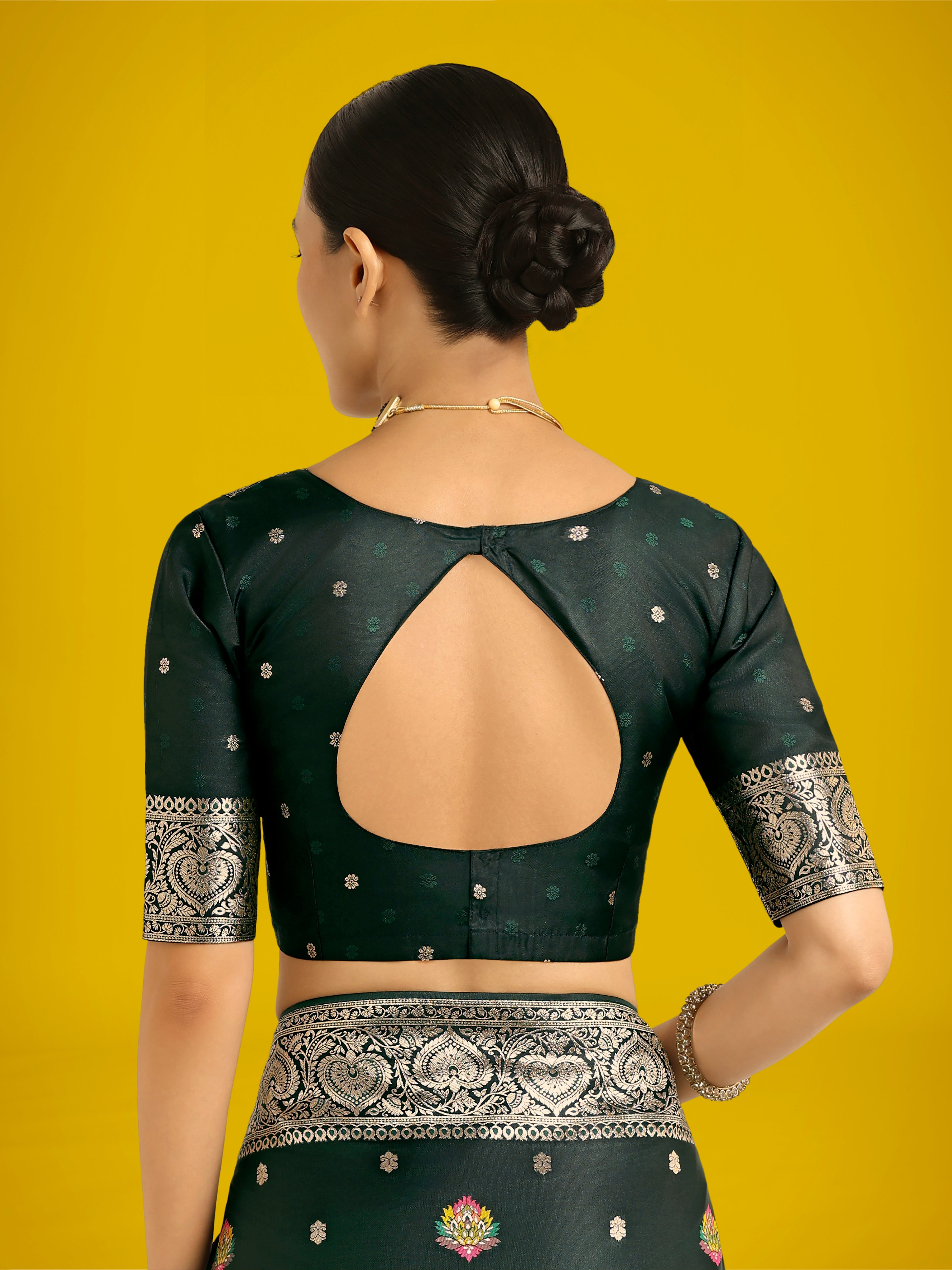 Dark Green Charming Soft Banarasi Zari Woven Designer Satin Silk Saree