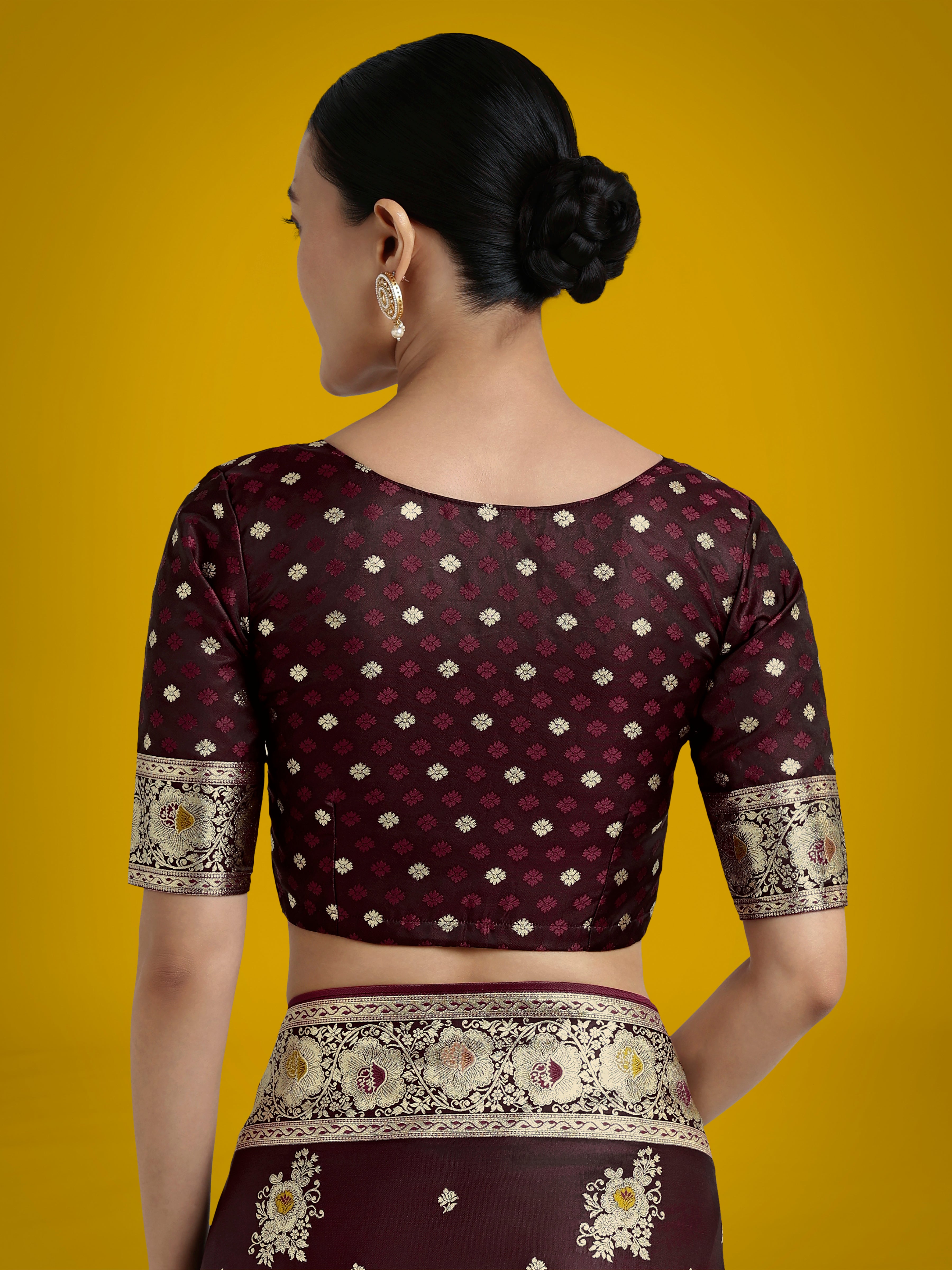 Dark Maroon Glamour and Tradition With This Zari Woven Banarasi Satin Silk Saree