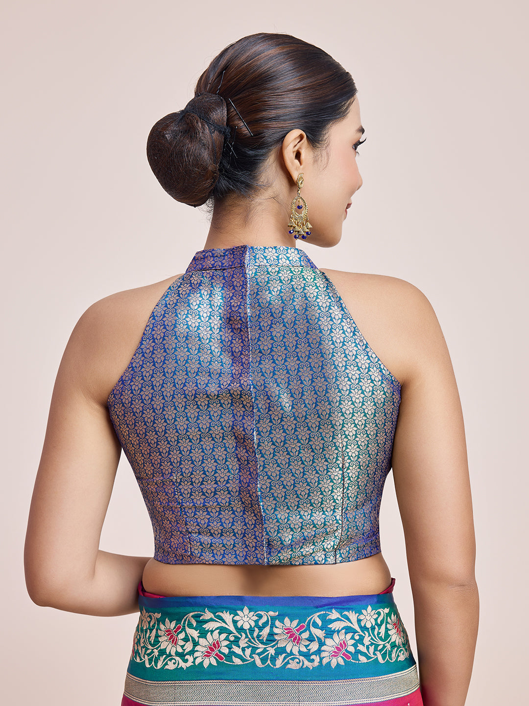 Cyan Banarasi Satin Silk Woven Classic Saree - Monjolika Fashion