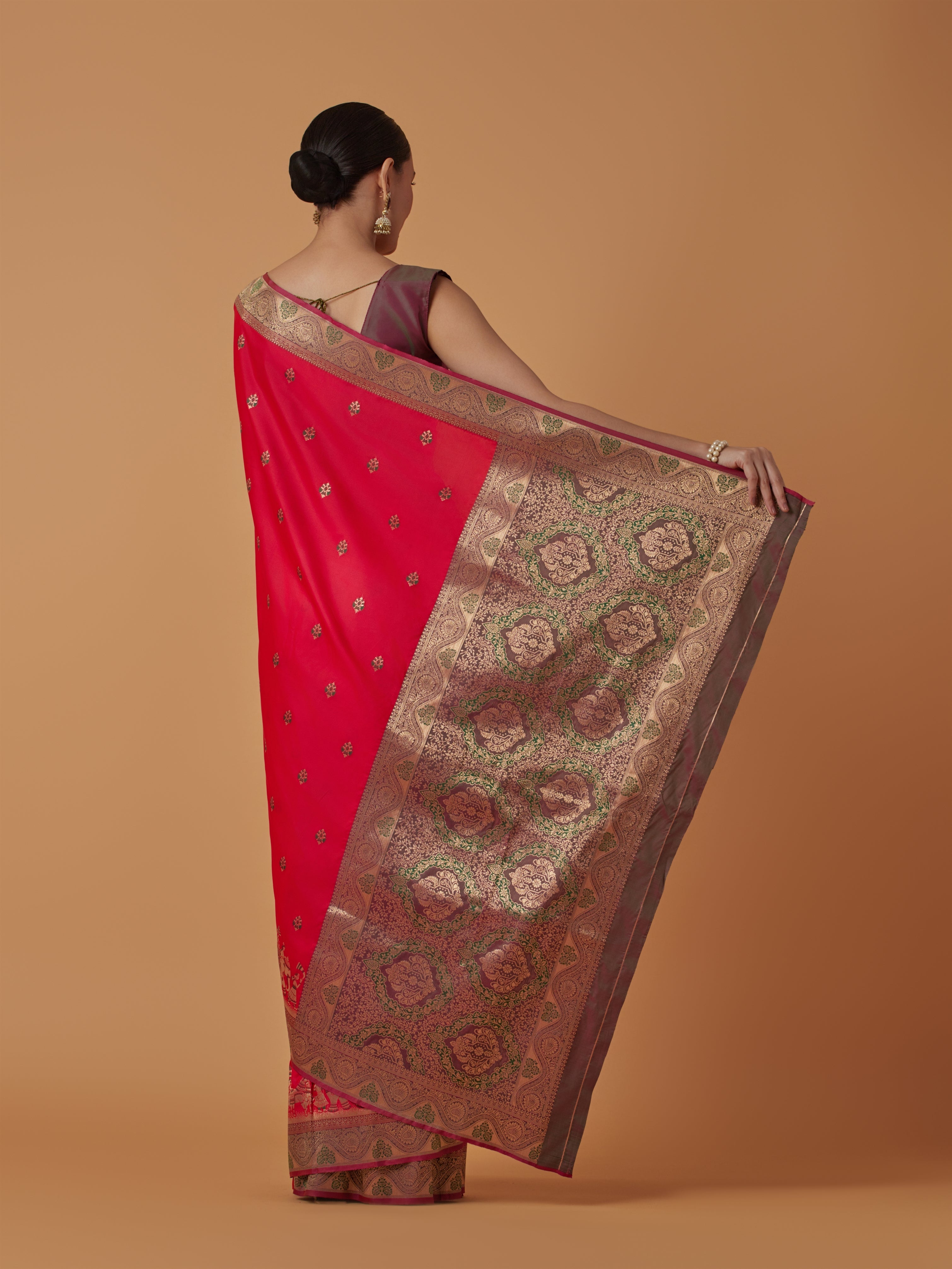 Red Banarasi Silk Dulha Dulhan Zari Woven Saree