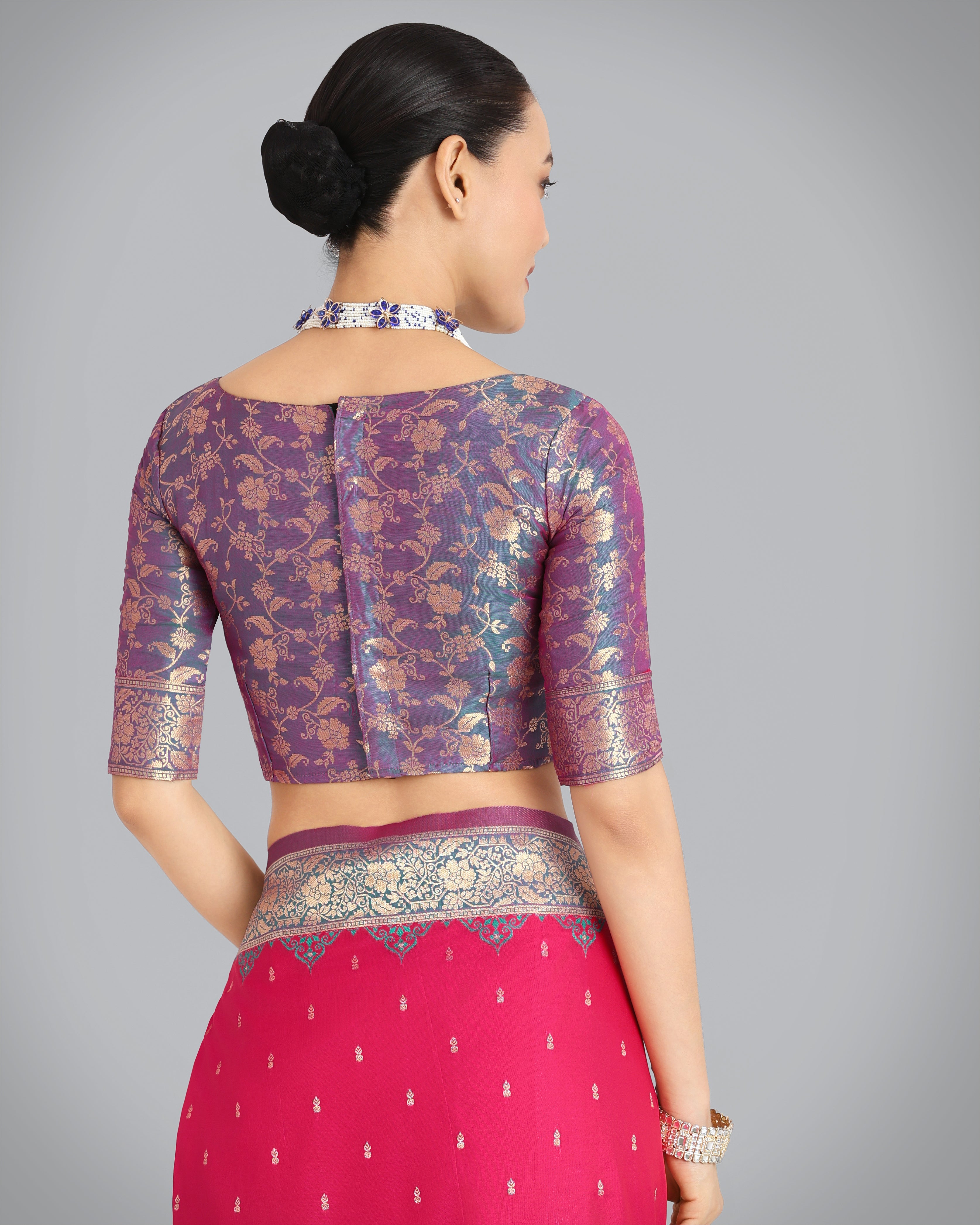 Dark Pink Banarasi Soft Silk Butti & Zari Weave Tradition Saree