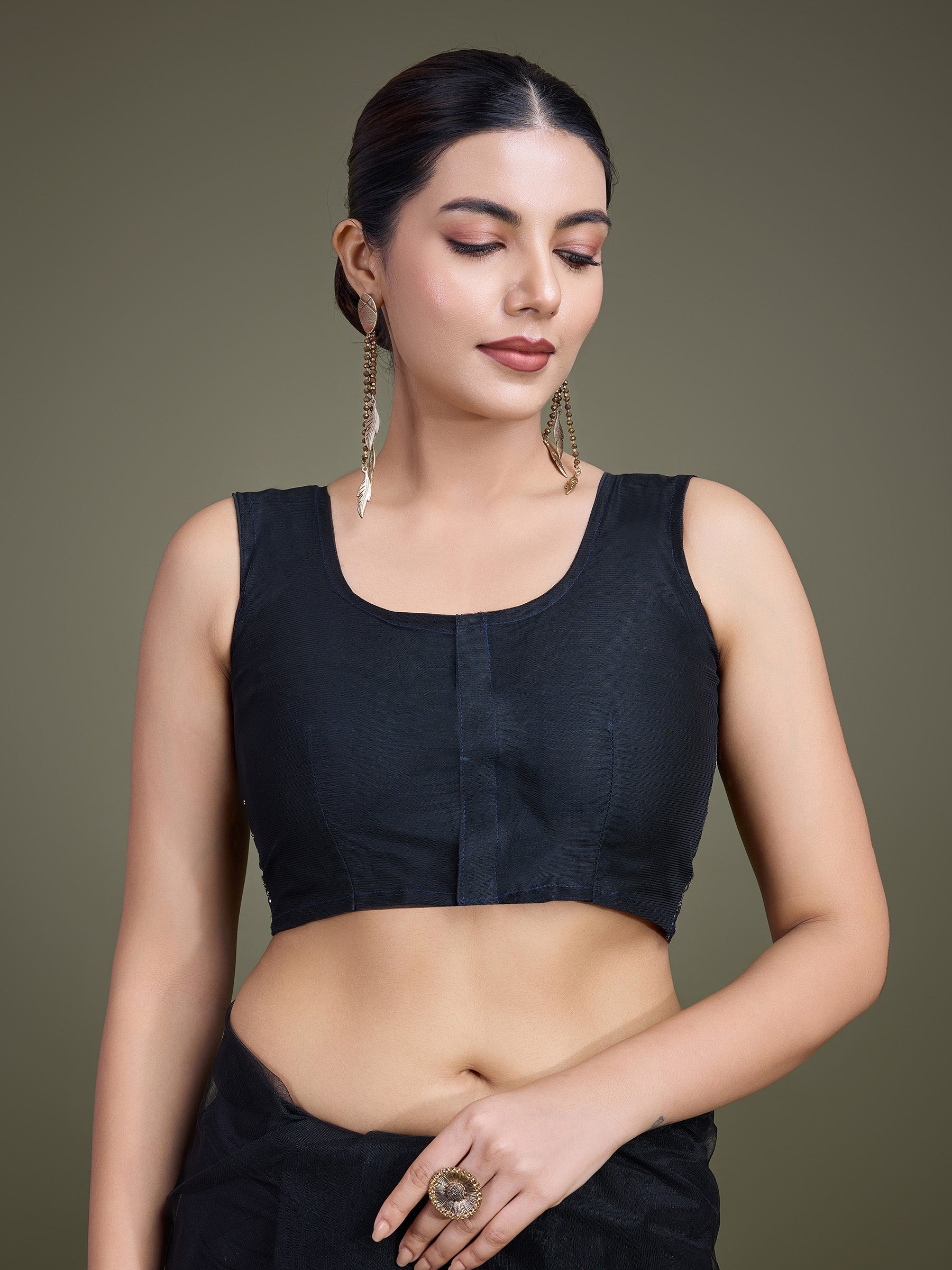 Black Net Sparkling Sequin Stunning Saree - Monjolika Fashion