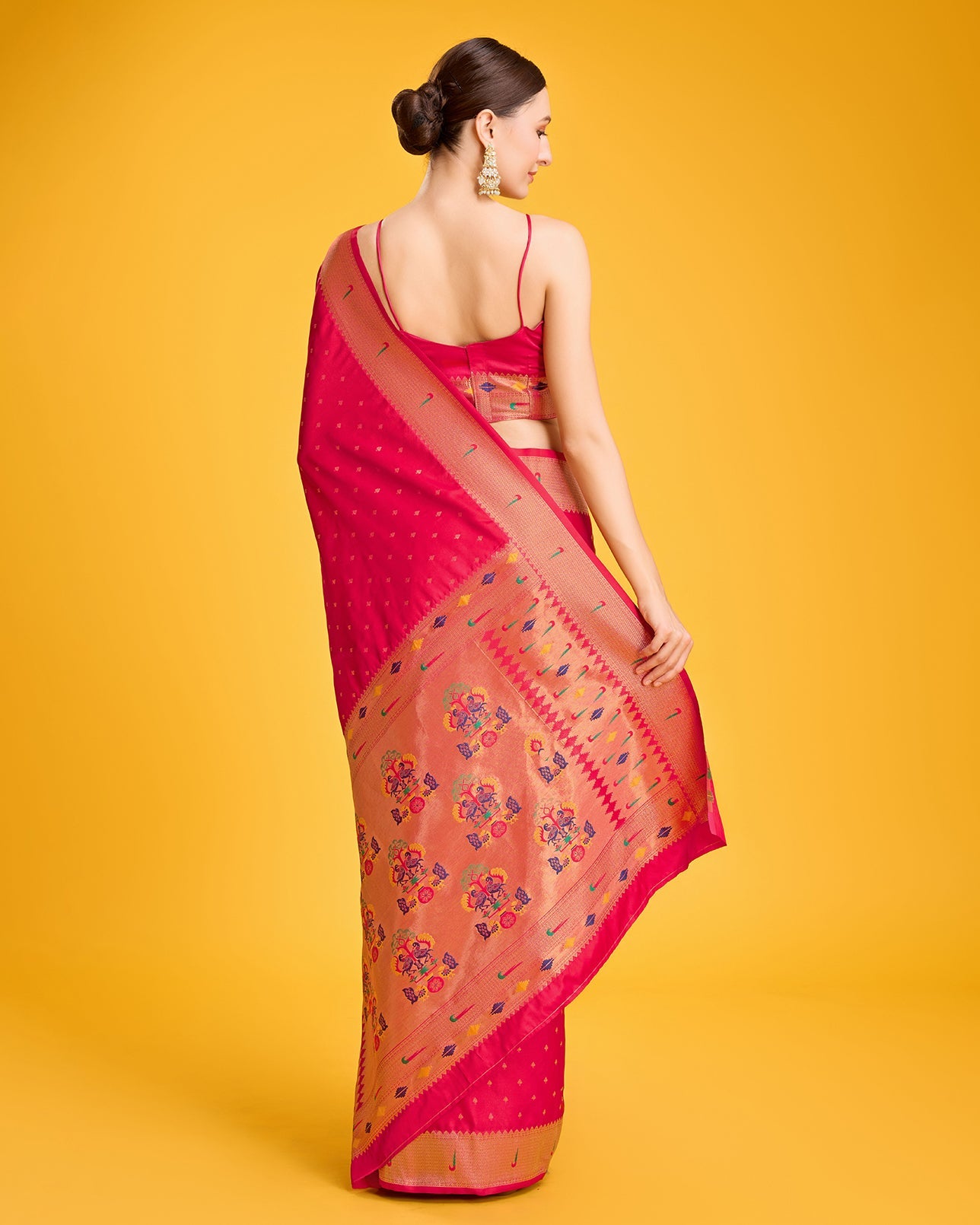 Red Paithani Silk Weaving Traditional Saree - Monjolika Fashion