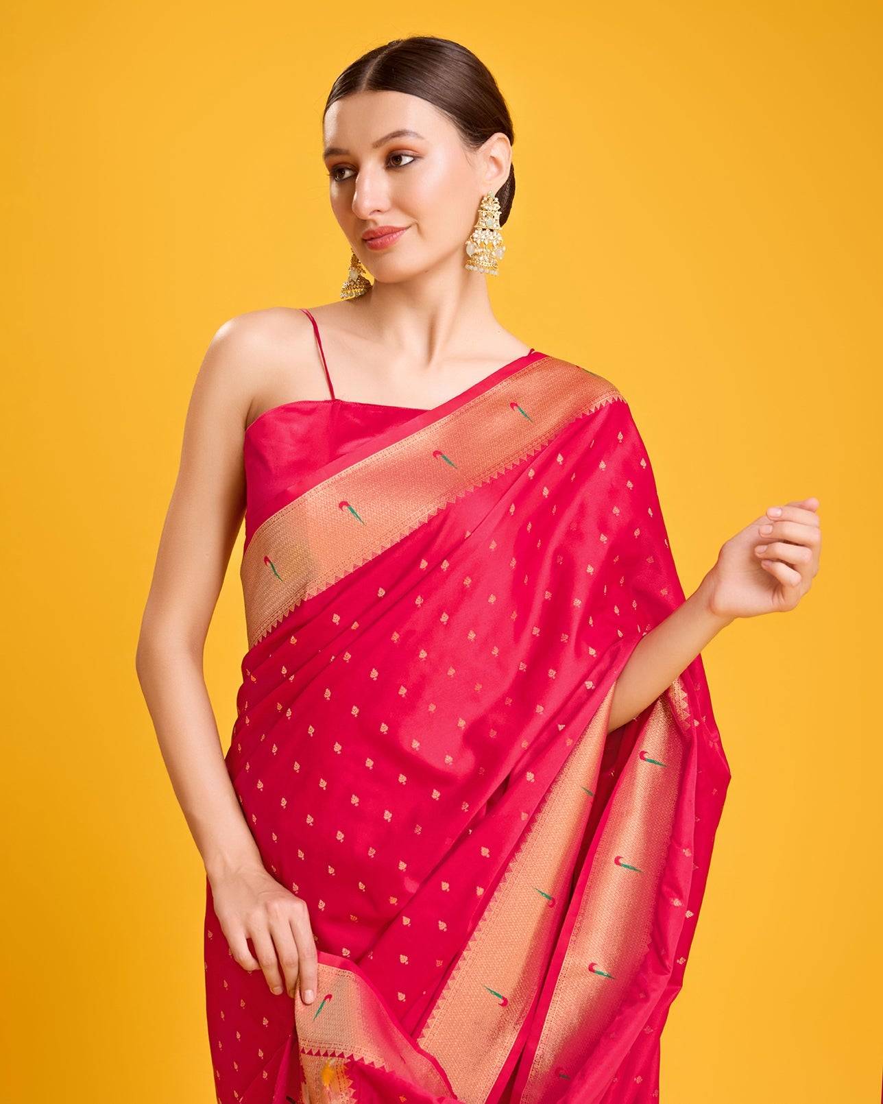 Red Paithani Silk Weaving Traditional Saree - Monjolika Fashion