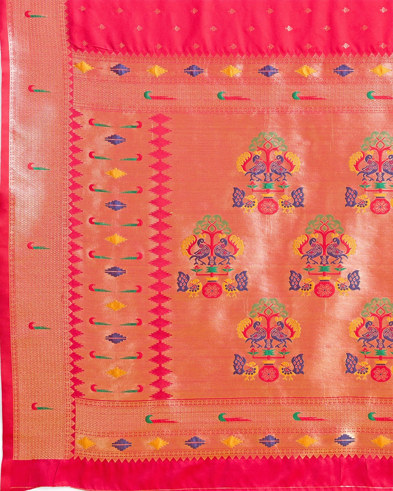 Red Paithani Silk Weaving Traditional Saree - Monjolika Fashion